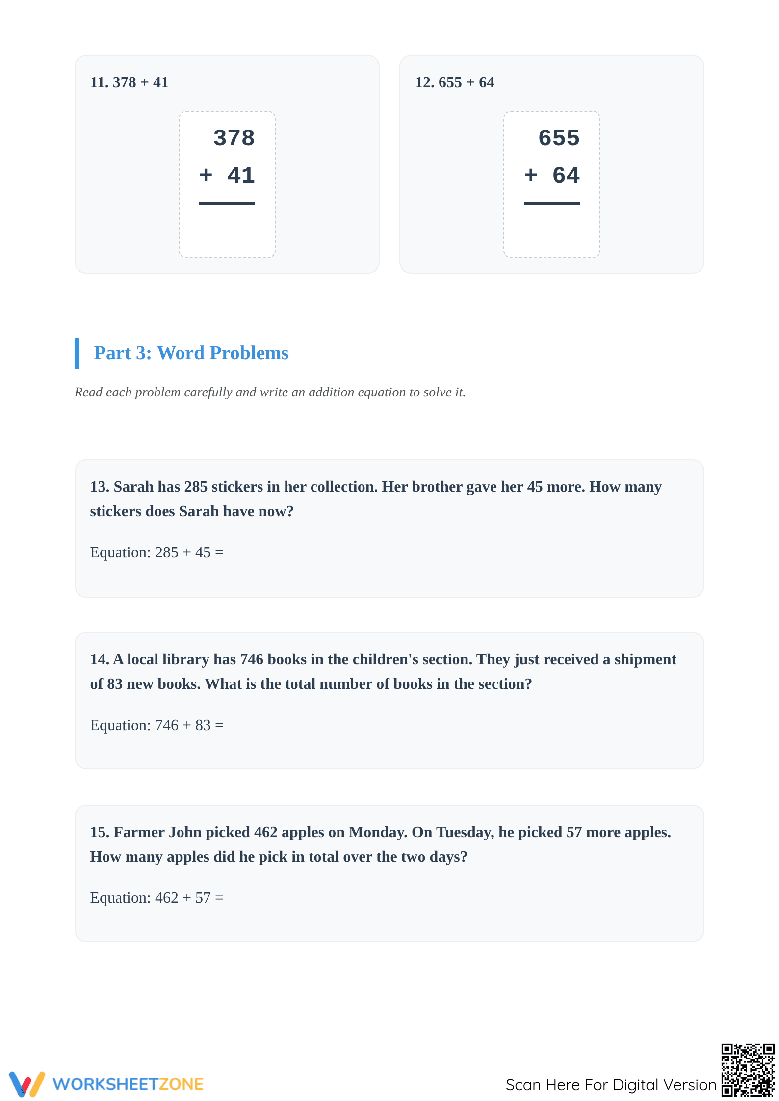 Essential 3-Digit Addition with Regrouping Grade 2 Worksheet - Page 4