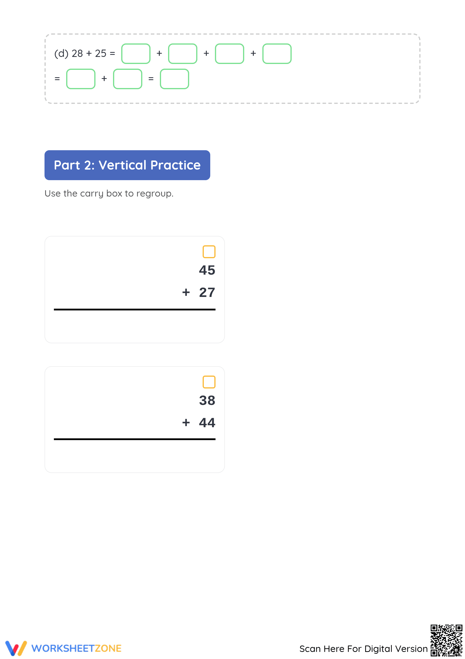 Printable Grade 3 Addition with Regrouping Mastery Worksheet - Page 2