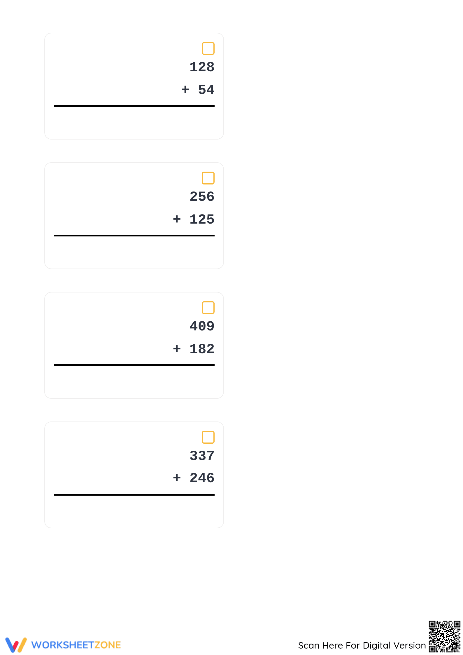 Printable Grade 3 Addition with Regrouping Mastery Worksheet - Page 4