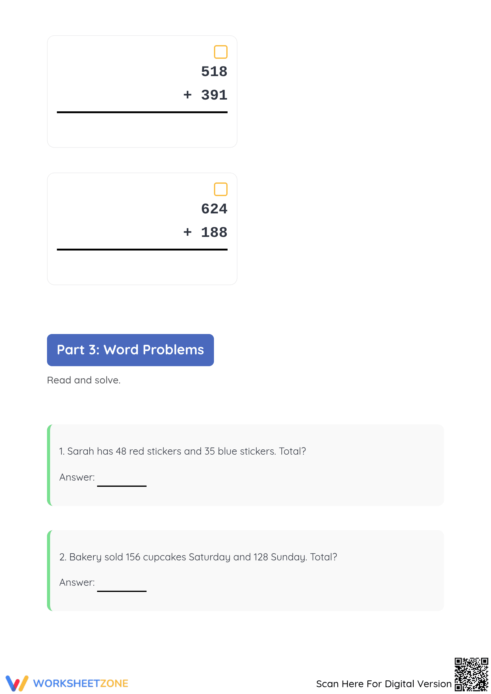 Printable Grade 3 Addition with Regrouping Mastery Worksheet - Page 5