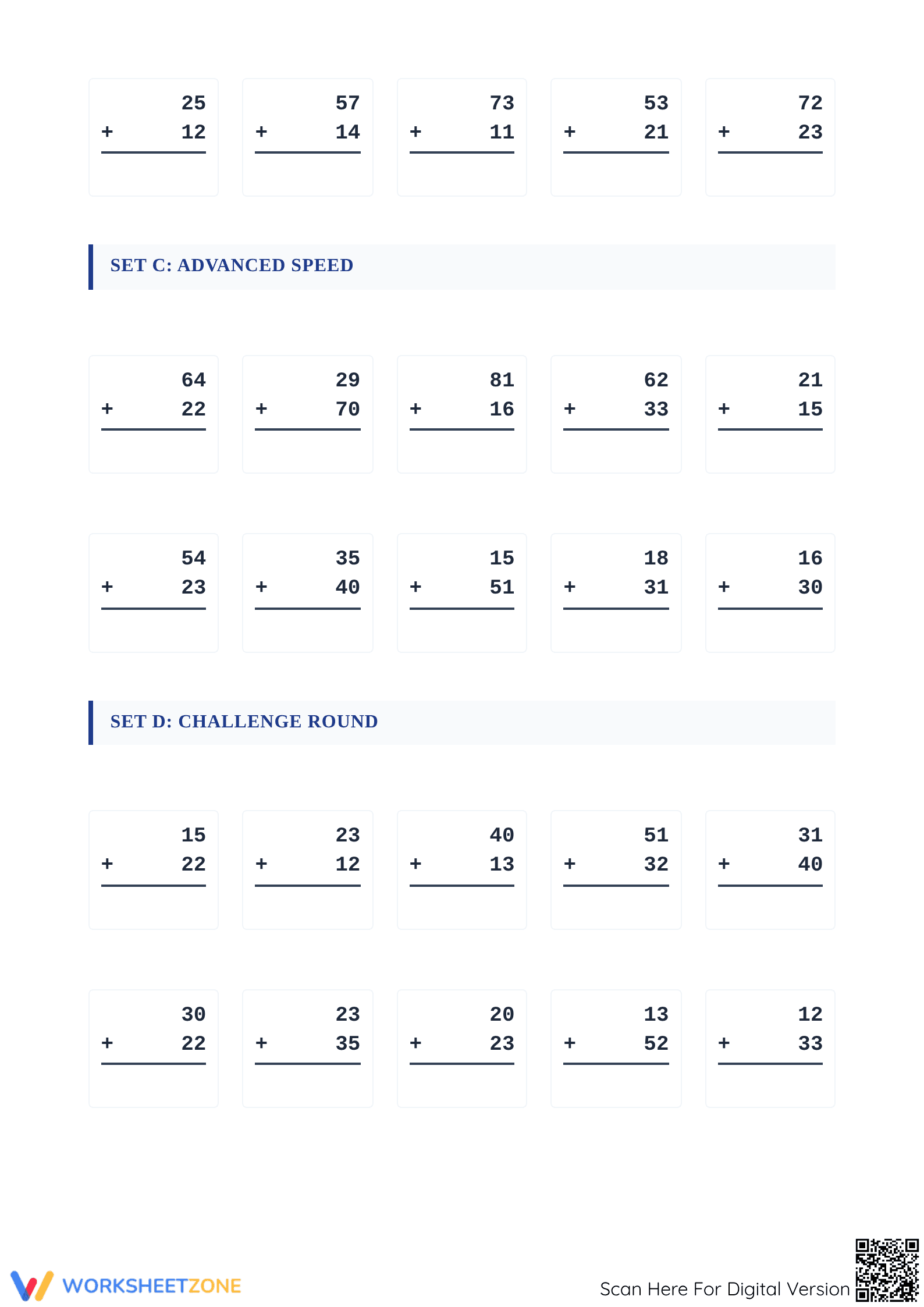 Essential Addition Drill Card (A2) | Grade 5-7 Math Ready - Page 2