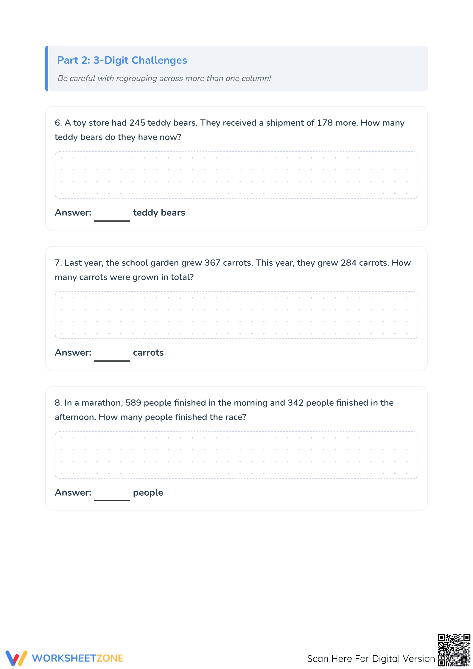 Essential Addition with Regrouping Worksheet | Grade 3 Math - Page 3