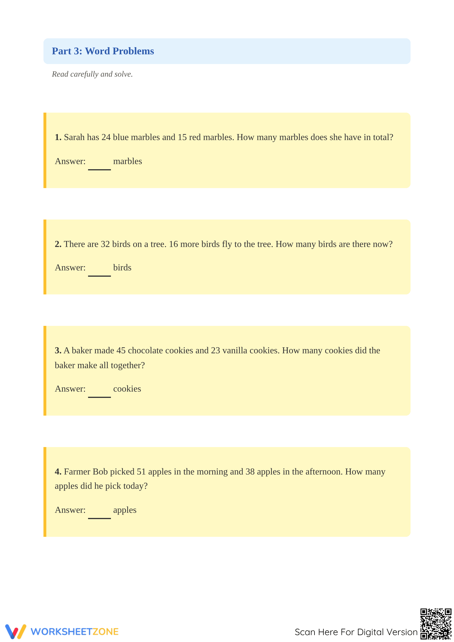 Essential Grade 2 Math: Addition without Regrouping Worksheet - Page 3
