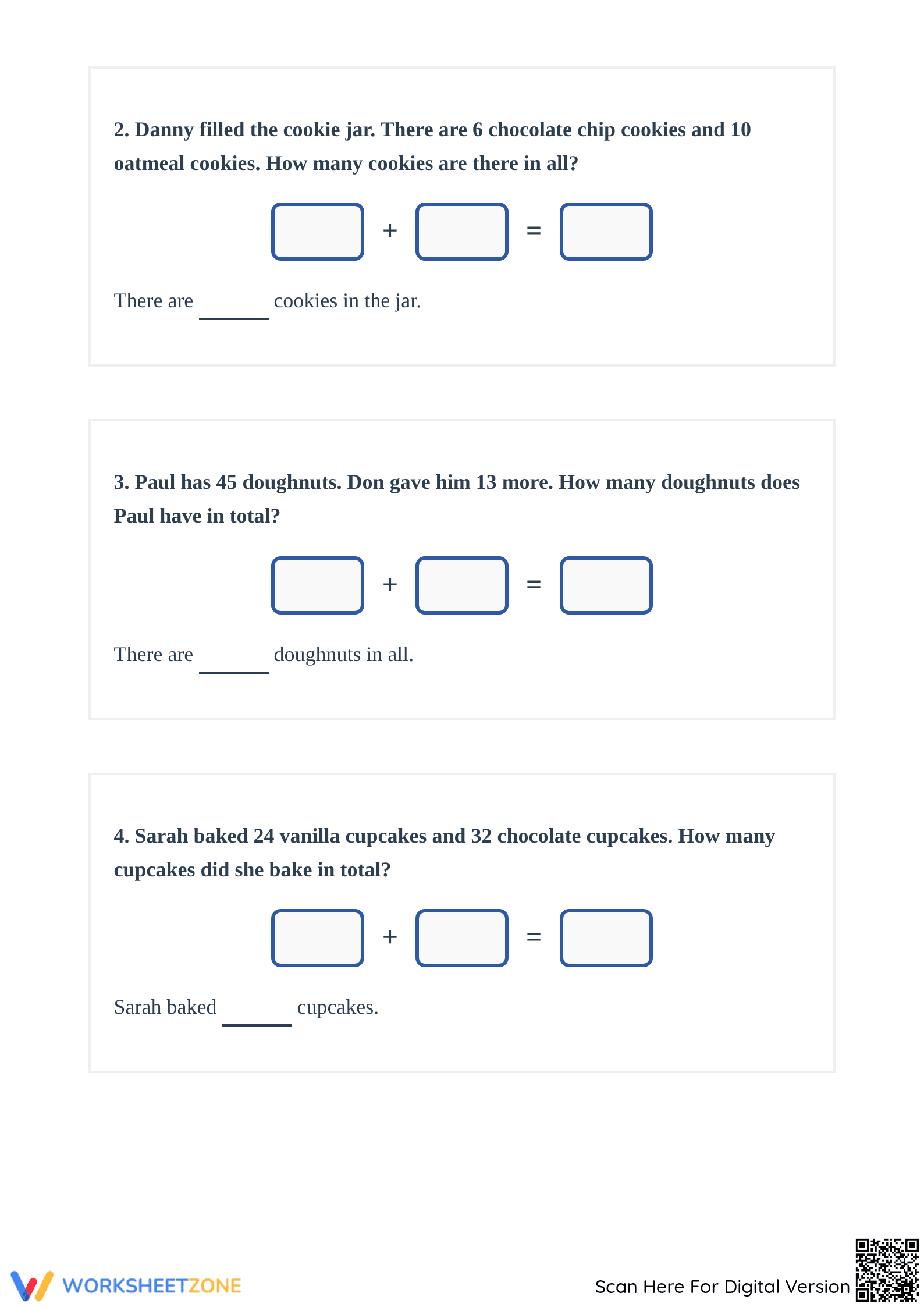 Printable Addition Word Problems Worksheet | Grade 2 Math - Page 2