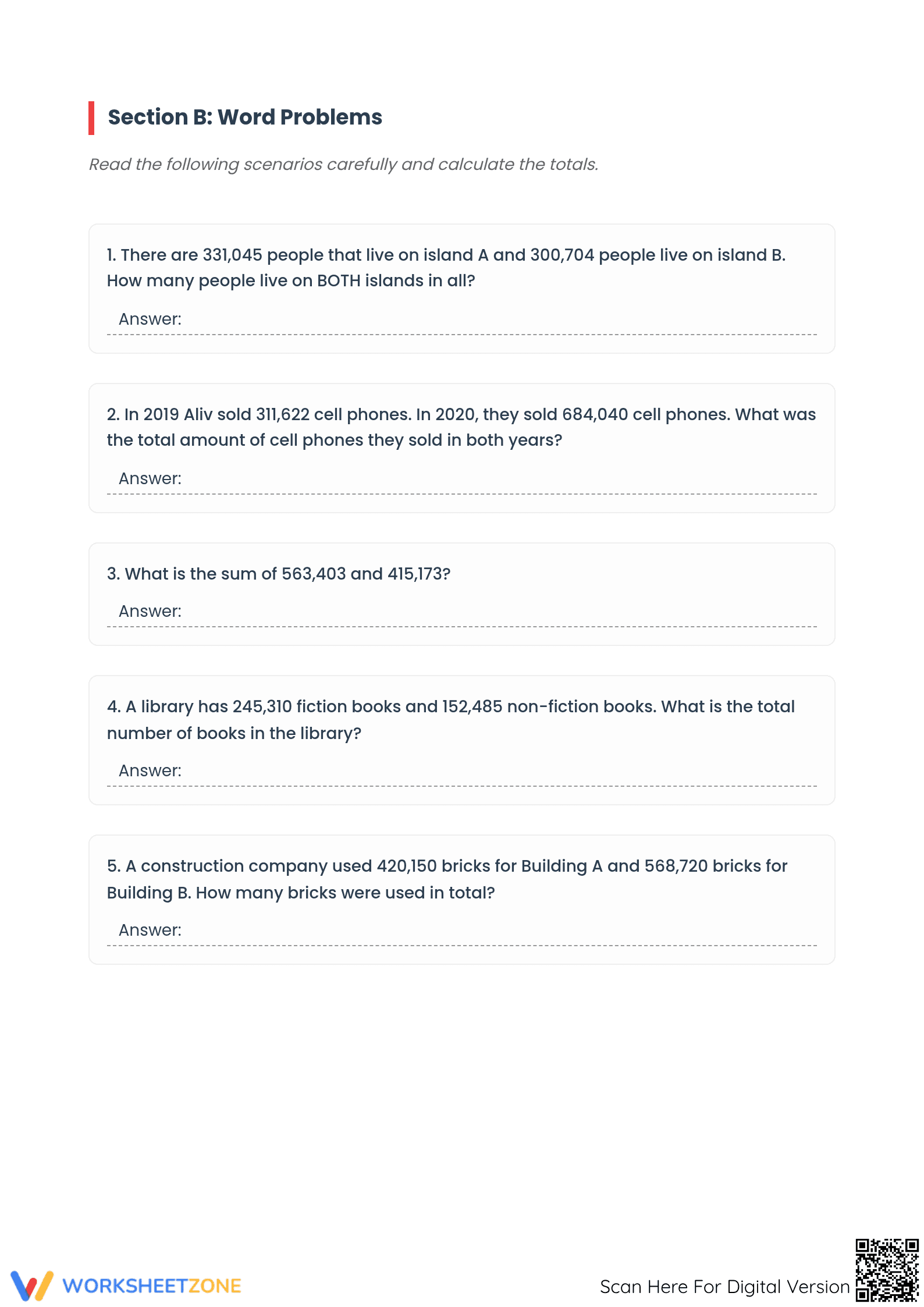 Printable Addition without Regrouping Worksheet | Grade 4 - Page 2