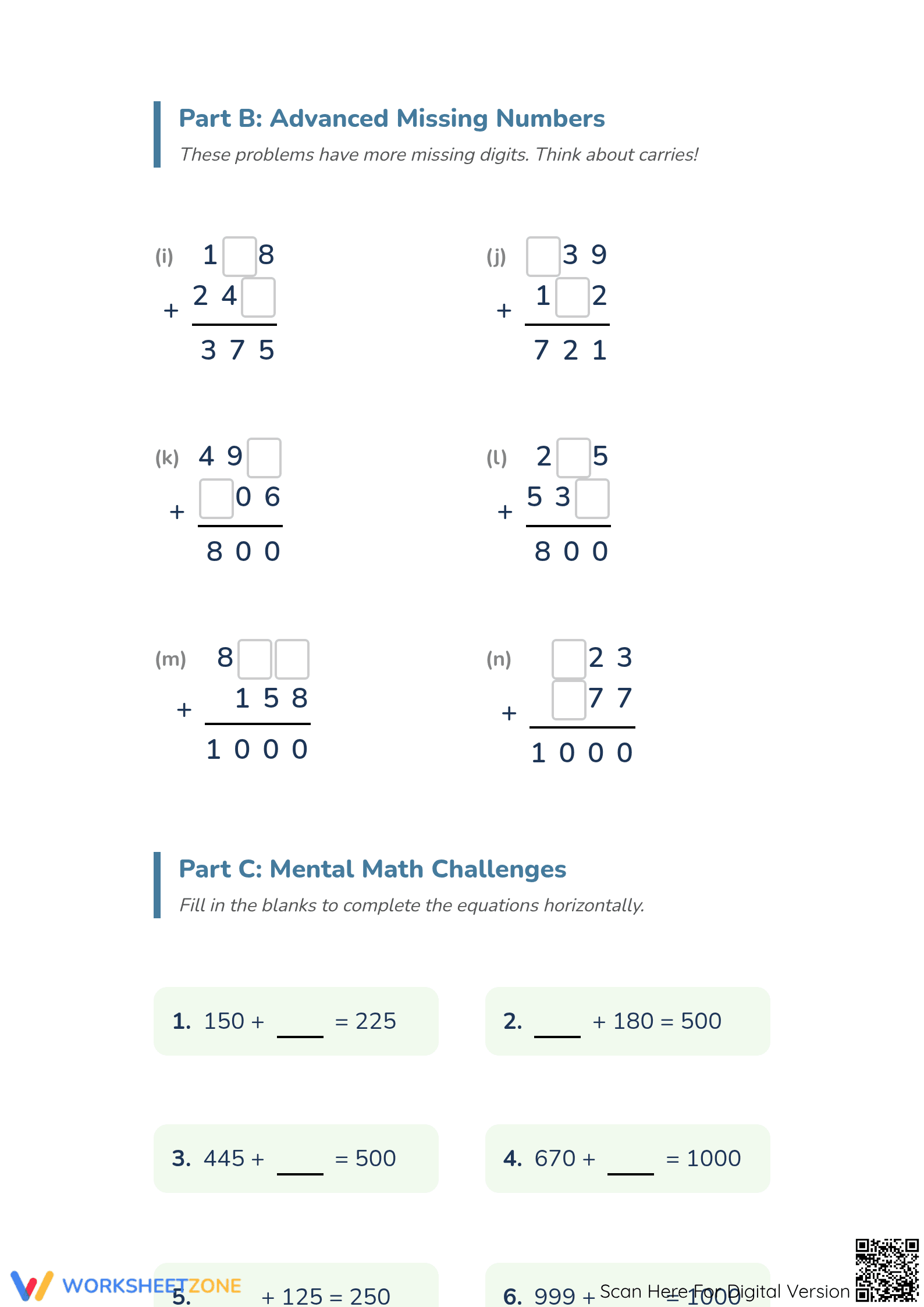Essential Addition Missing Numbers Challenge | Grade 3-5 - Page 2