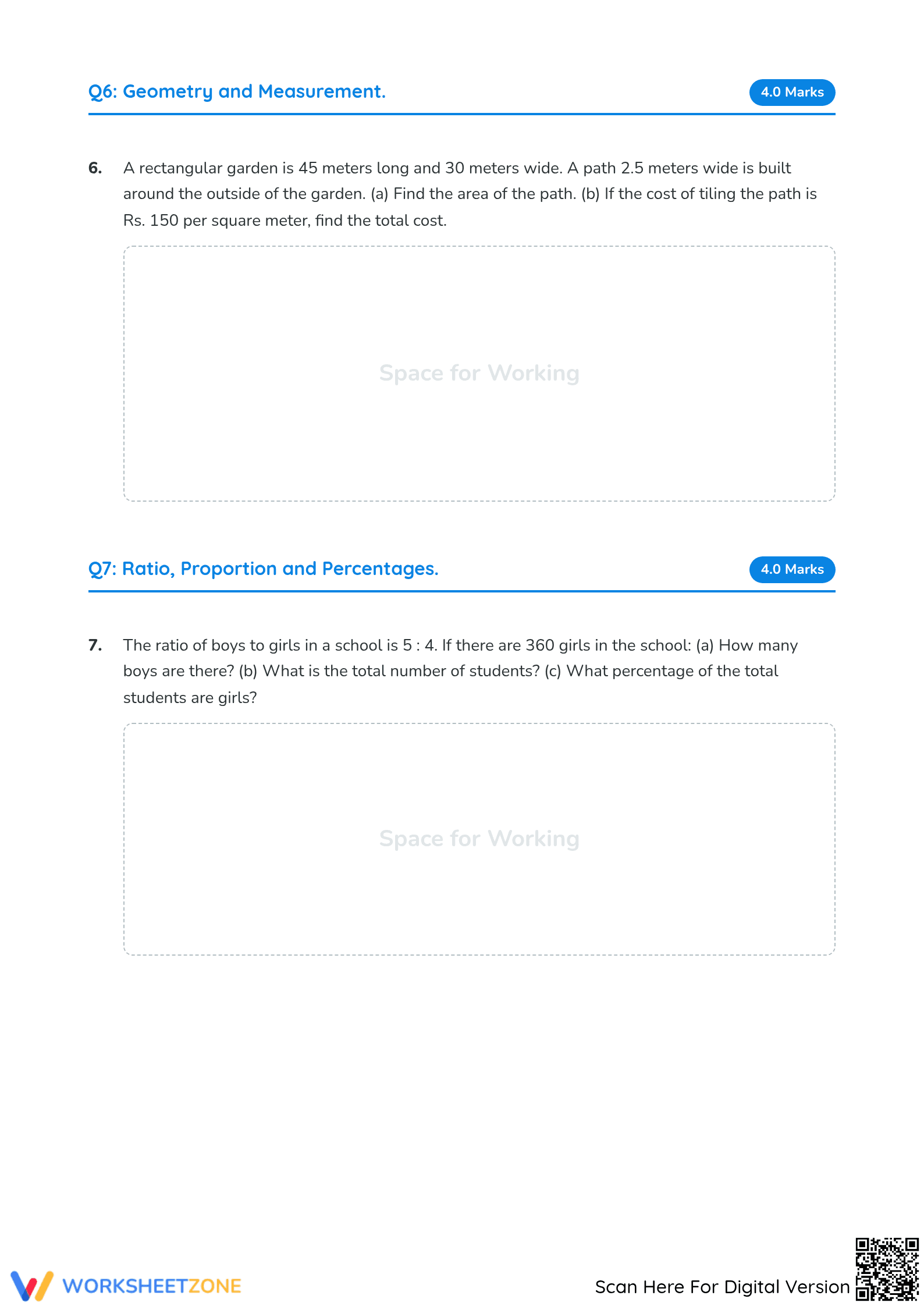 Essential Grade 6 Math Admission Test | Aligned Worksheet - Page 4