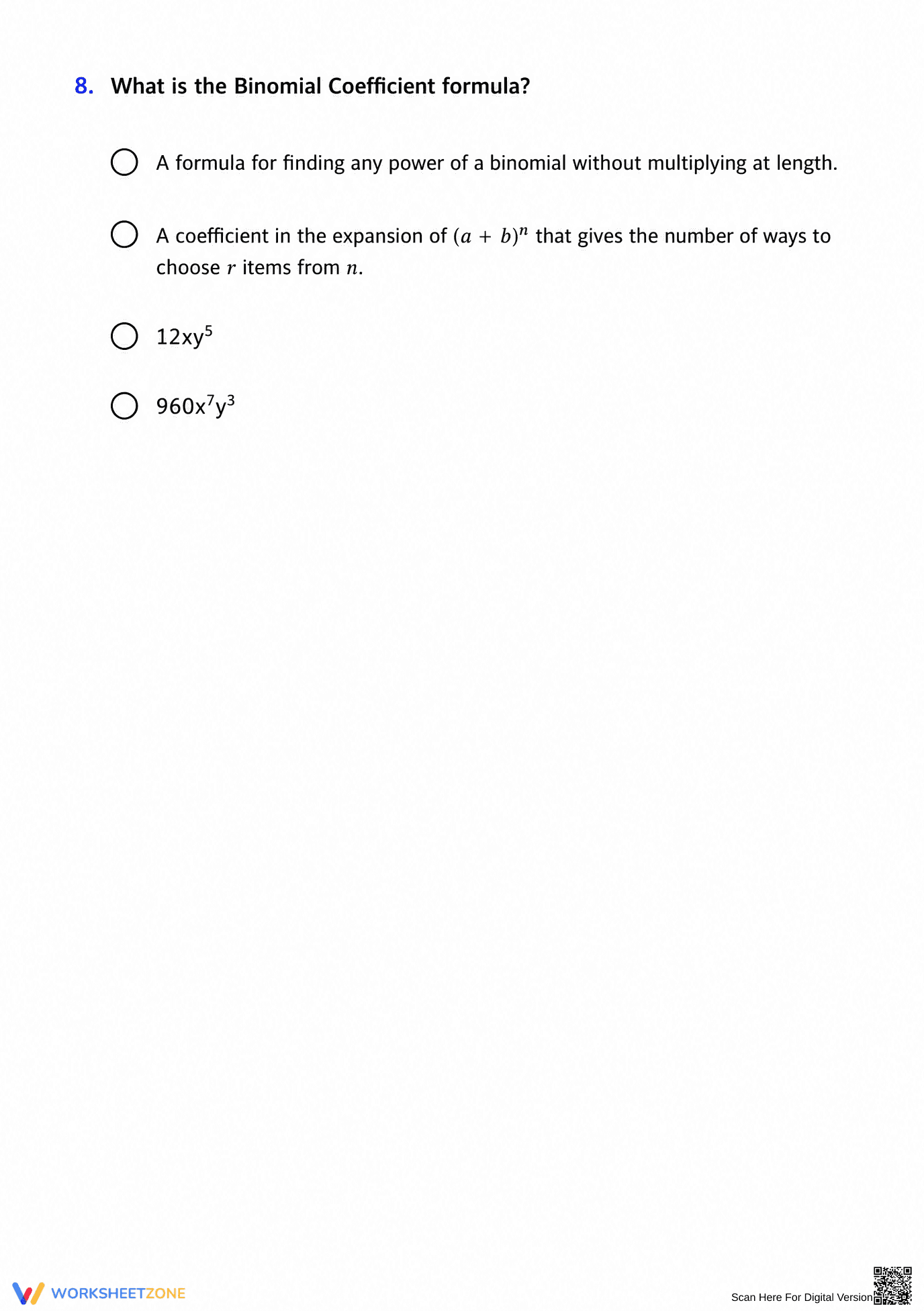 Printable Binomial Theorem Worksheet | Grade 11 Math - Page 3