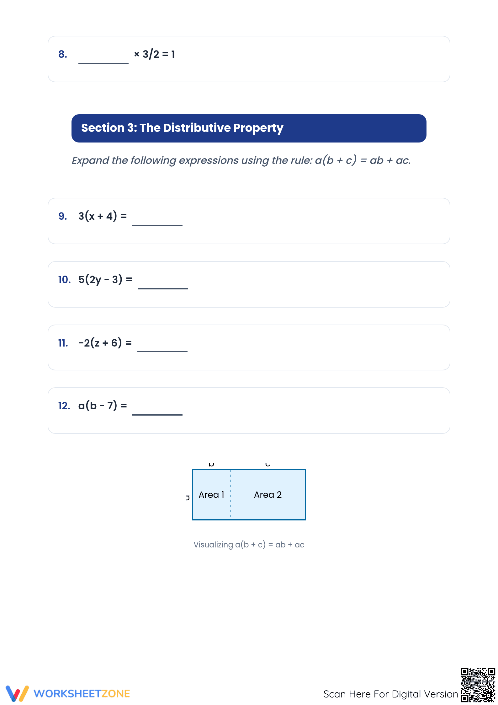 Essential Algebra Rules & Properties Worksheet | Grades 5-7 - Page 3