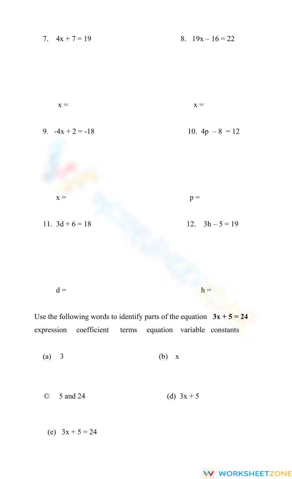 Solve Two-Step Equations Practice Worksheet - Page 2