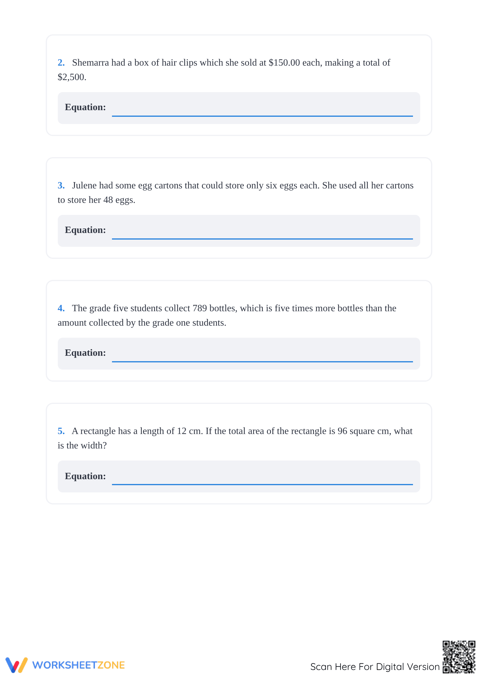 Essential Writing Equations Worksheet | Grade 6-8 Math - Page 2