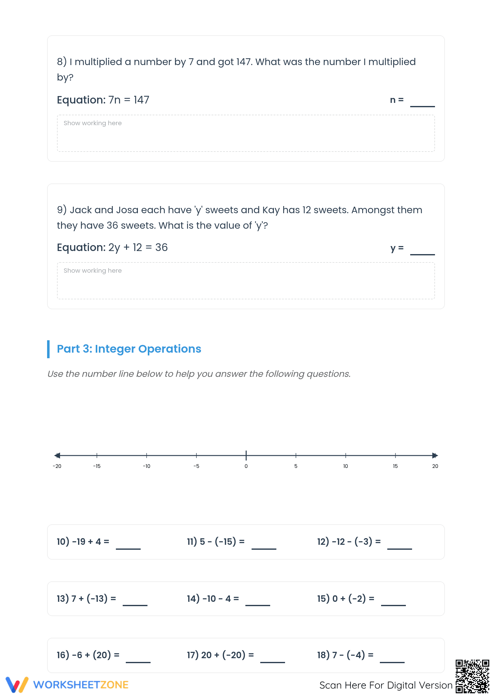 7.EE.B.4 Worksheet: Algebra & Integers — Grade 7 Ready - Page 3