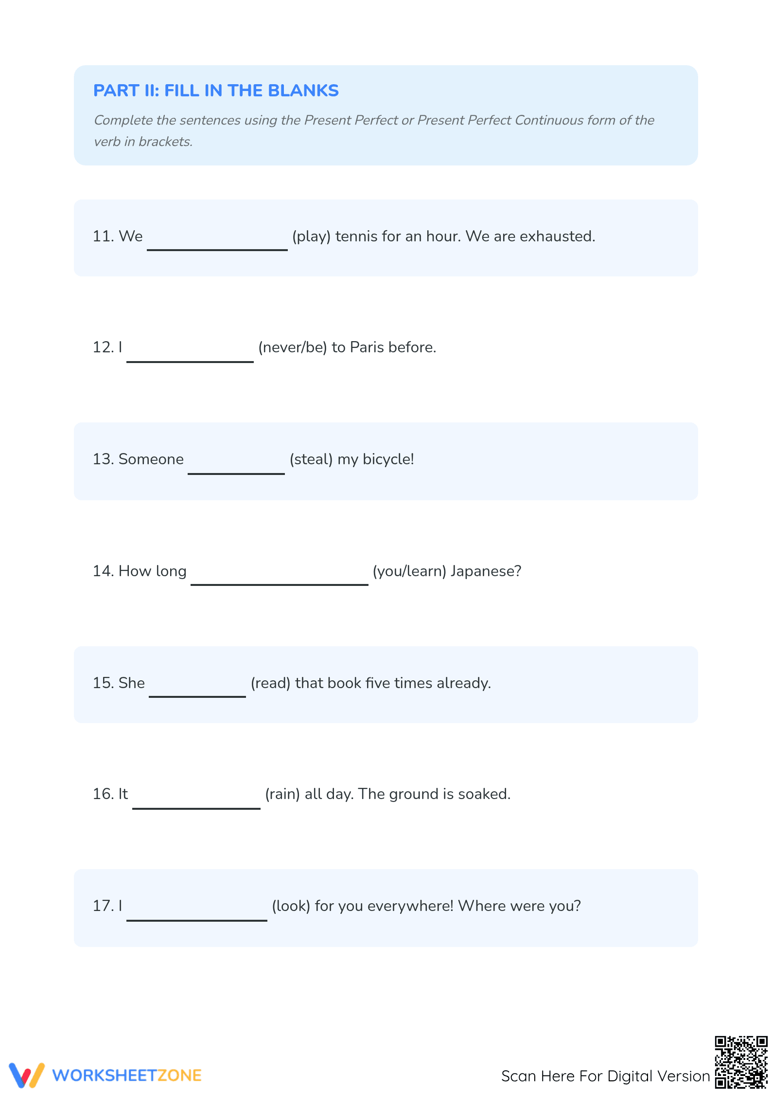 Present Perfect vs Continuous Worksheet | Essential Grade 6 - Page 3