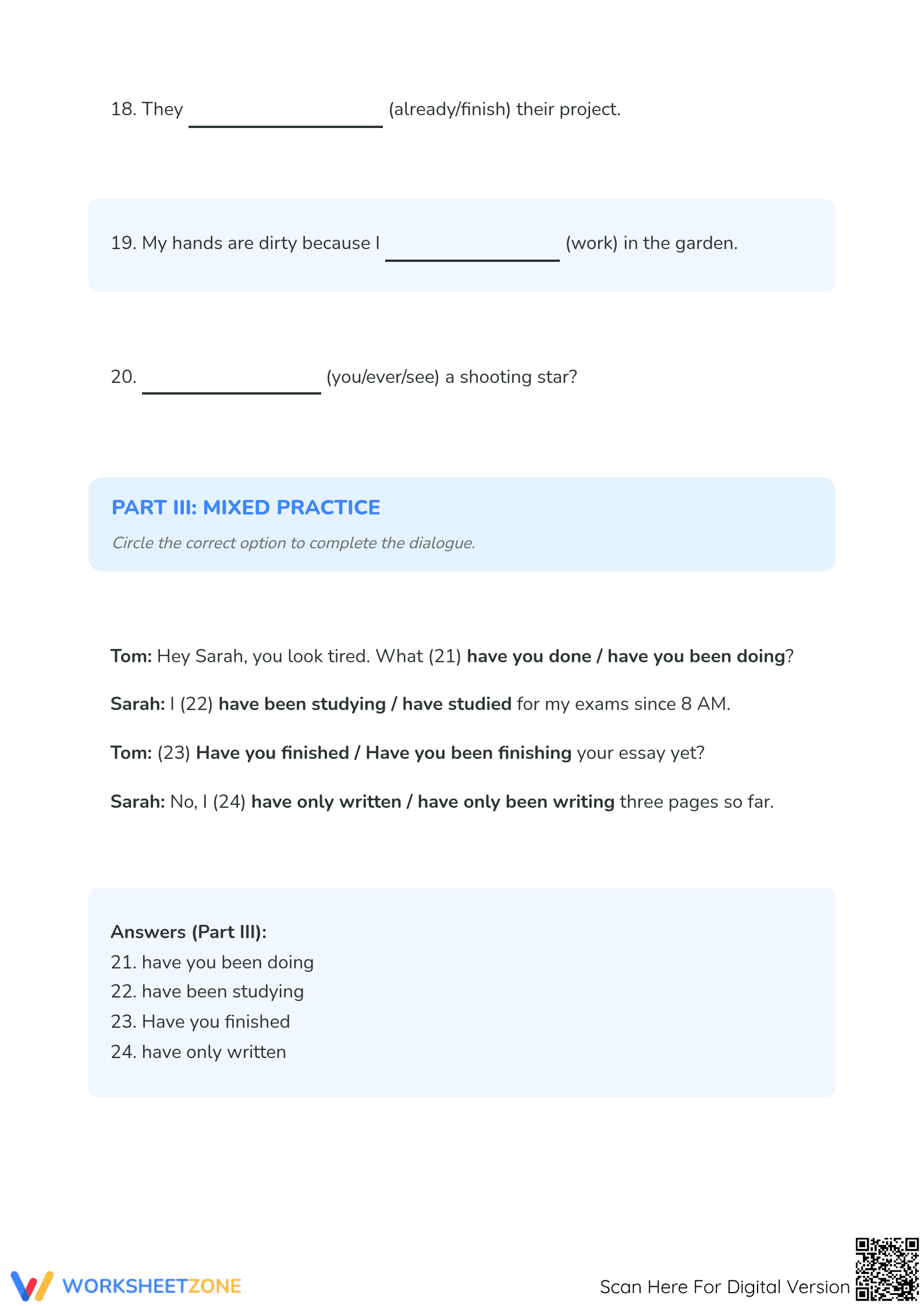 Present Perfect vs Continuous Worksheet | Essential Grade 6 - Page 4