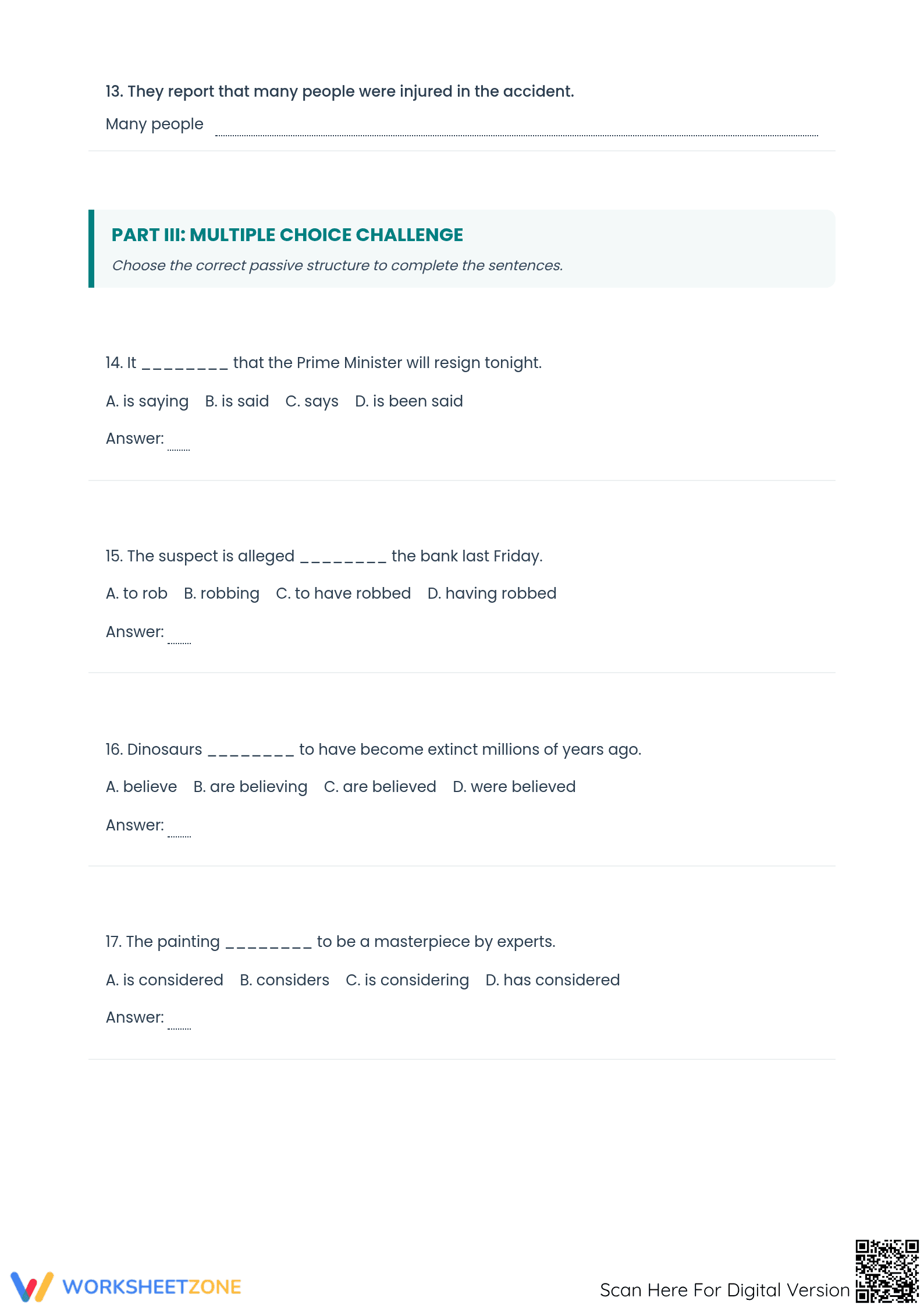 Essential Impersonal & Personal Passive Worksheet | Grade 9 - Page 3