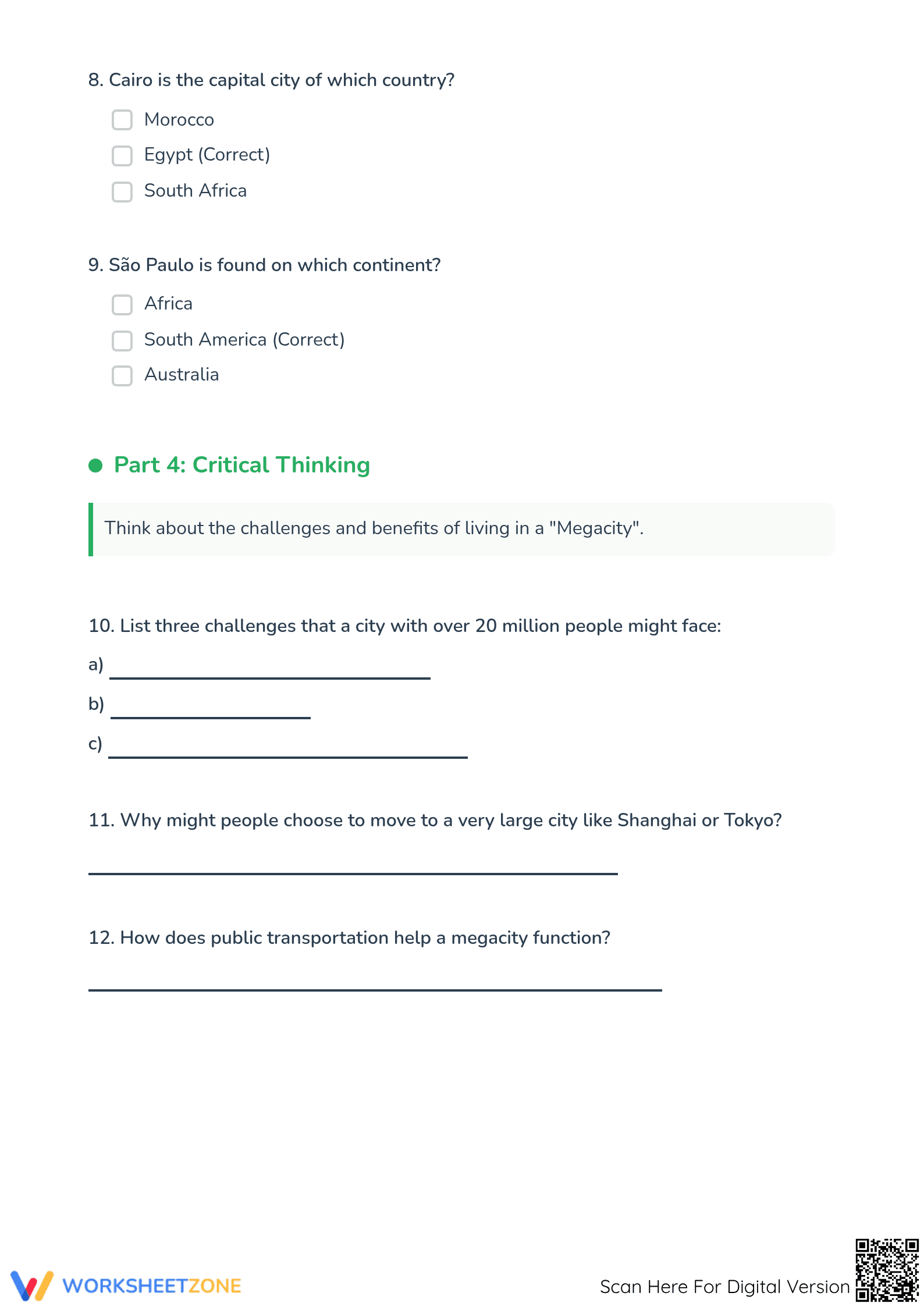 Biggest City Printable Worksheet | Grade 4 Essential - Page 3