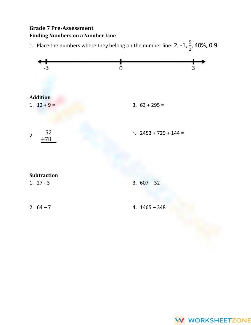 Grade 7 Math Diagnostic Test Worksheet - Page 4
