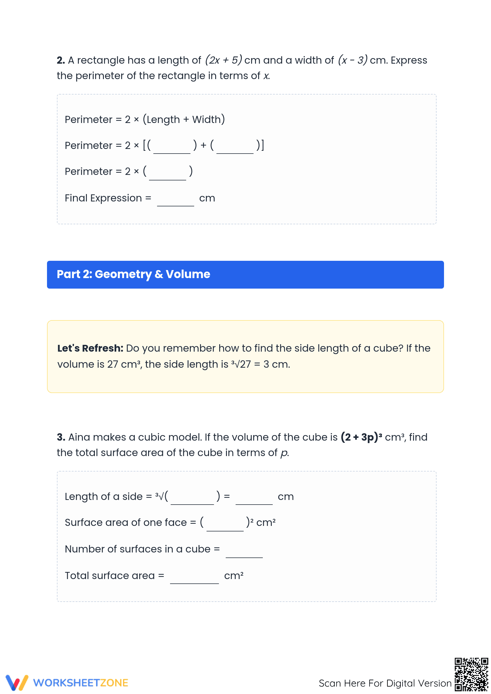 Algebraic Expressions Worksheet | Grade 6 Essential Practice - Page 2
