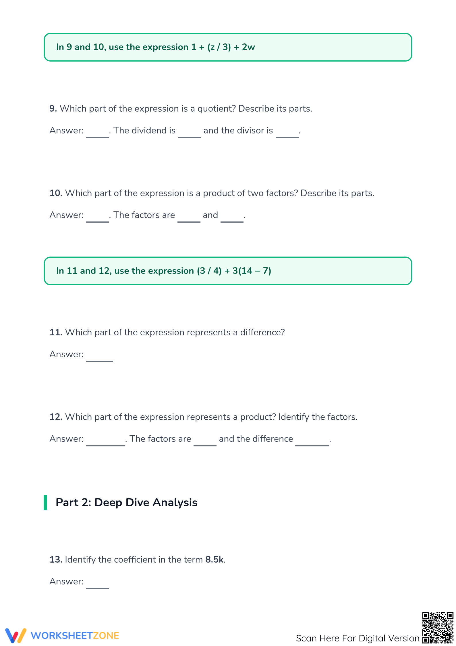 Essential Algebraic Expressions Practice | Grade 6 Math - Page 2