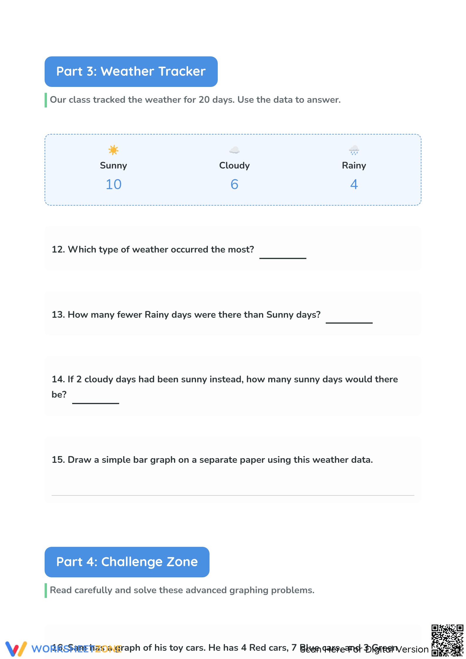 Grade 1-2 Graphs — Printable No-Prep Math Worksheet - Page 4
