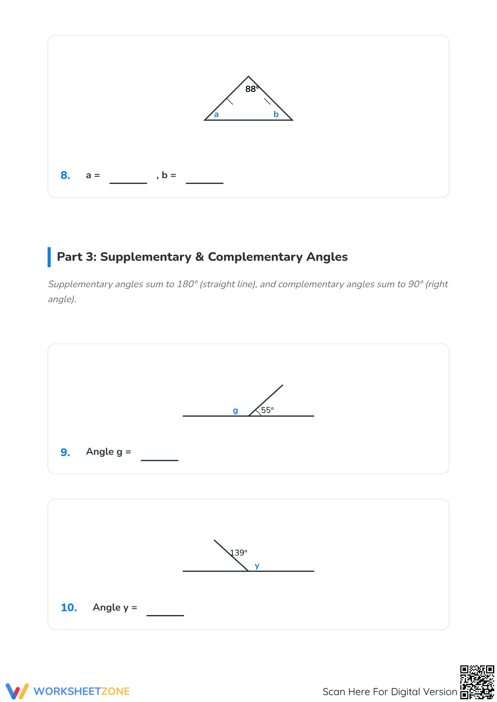 Printable Geometry: Calculating Missing Angles Worksheet - Page 4