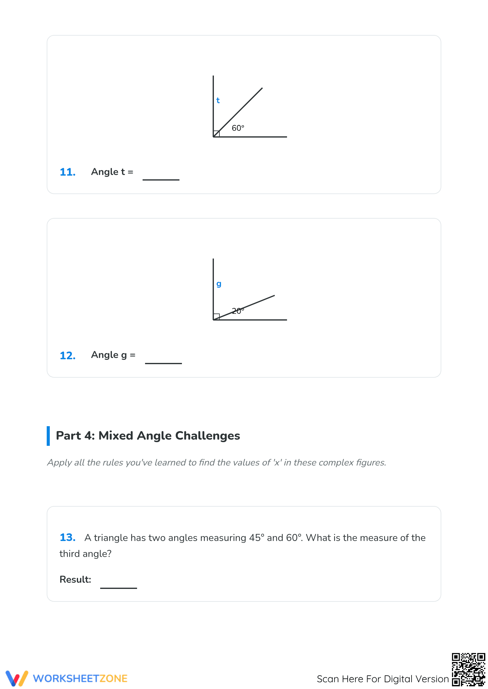 Printable Geometry: Calculating Missing Angles Worksheet - Page 5