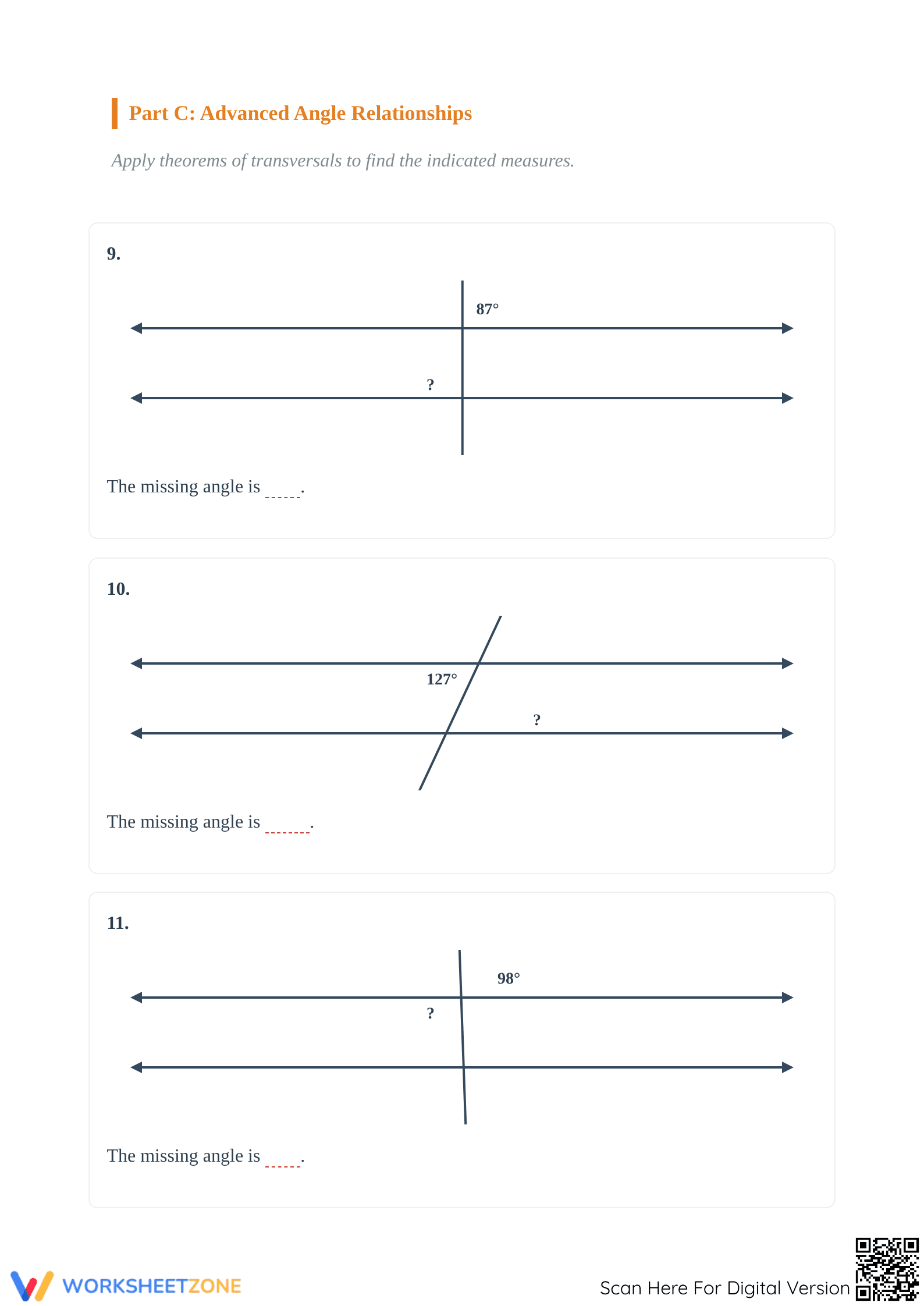 Essential Parallel Lines & Transversals Worksheet | Grade 8 - Page 4