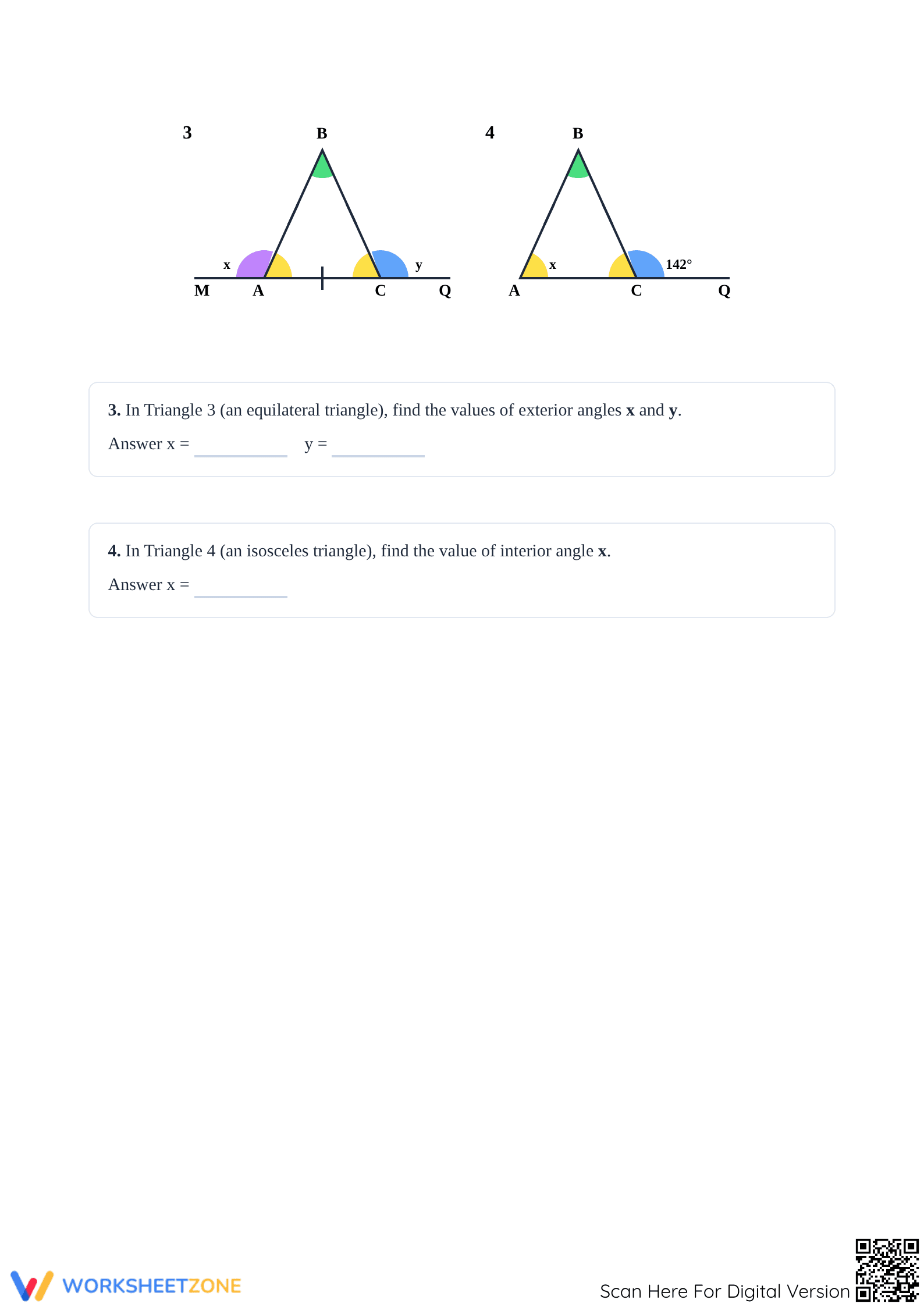 Triangles with Extended Angles Worksheet | Grade 7 Essential - Page 2
