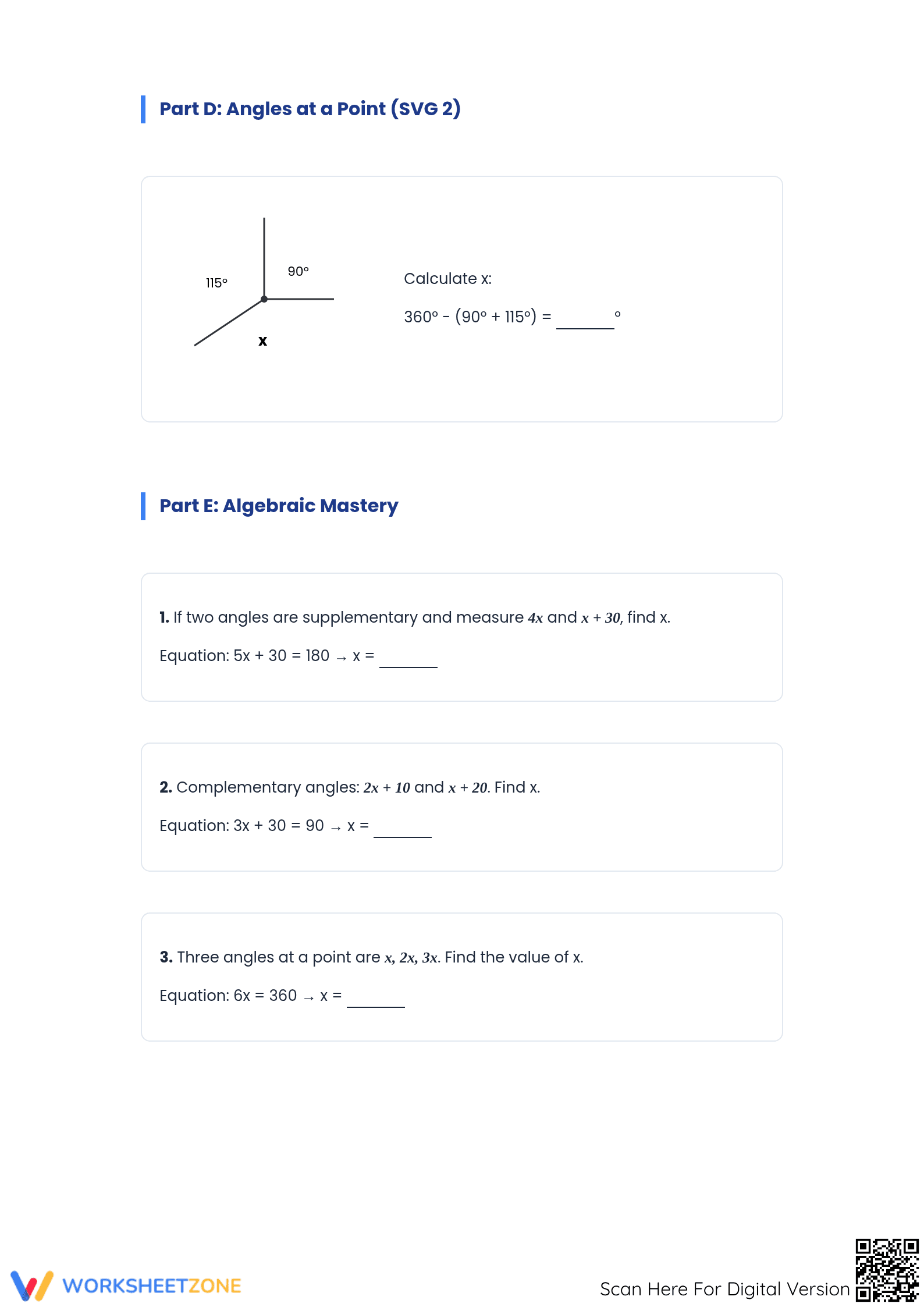 Essential Angle Relationships Worksheet | Grades 7-8 - Page 2