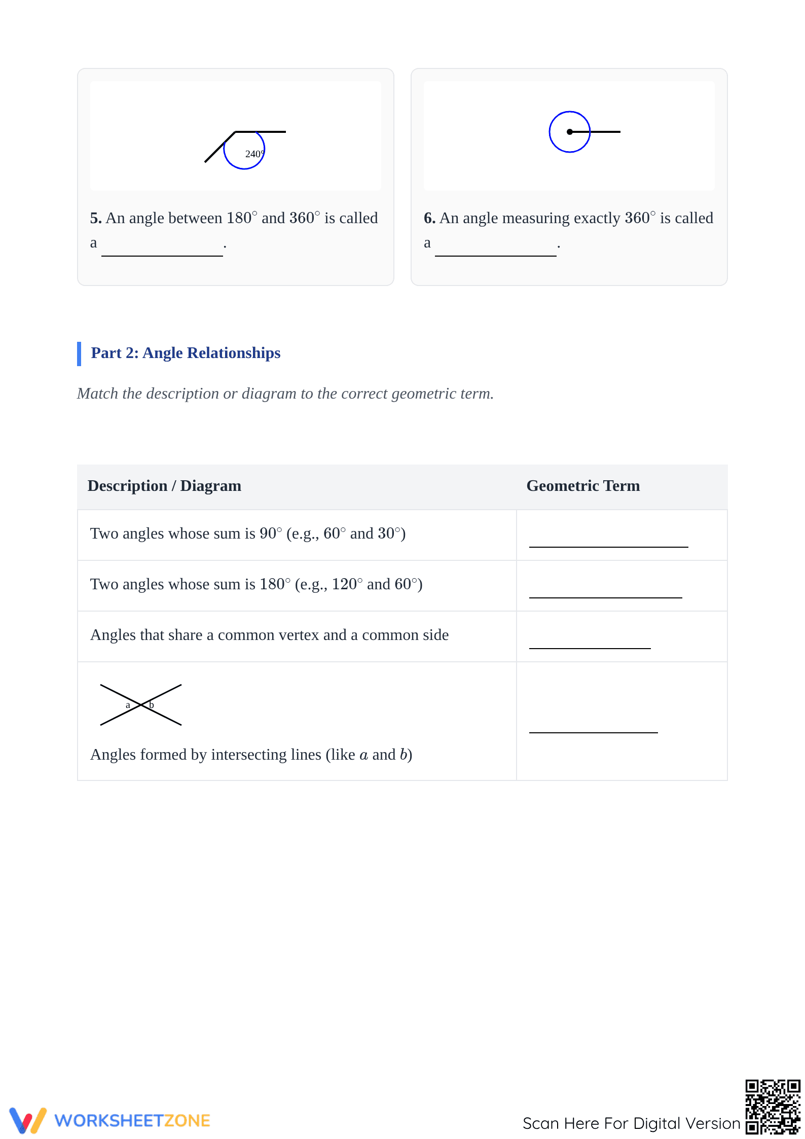 Lines and Angles Printable Worksheet | Grade 8 Math - Page 2