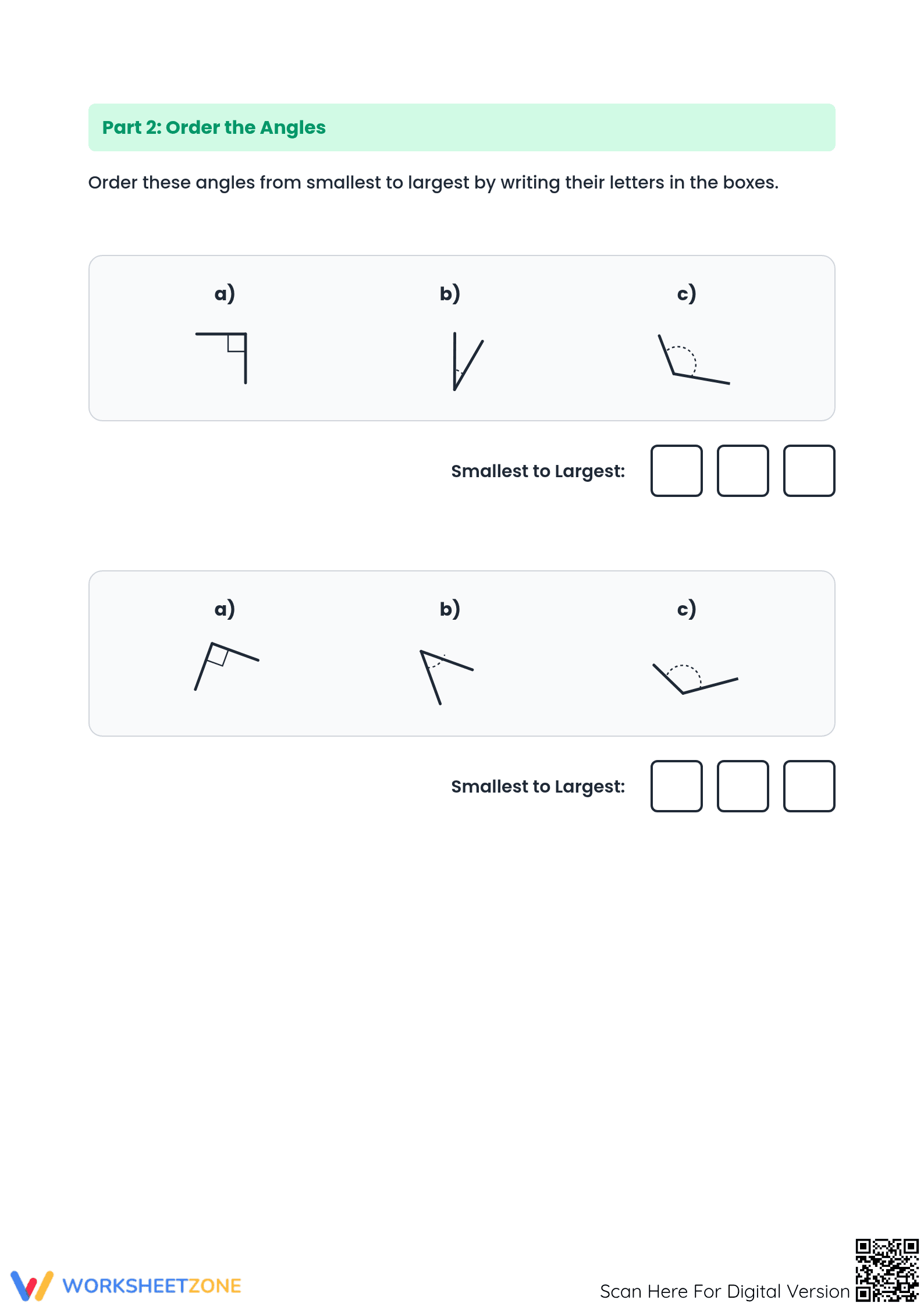 Grade 4 Comparing Angles — Printable No-Prep Worksheet - Page 3