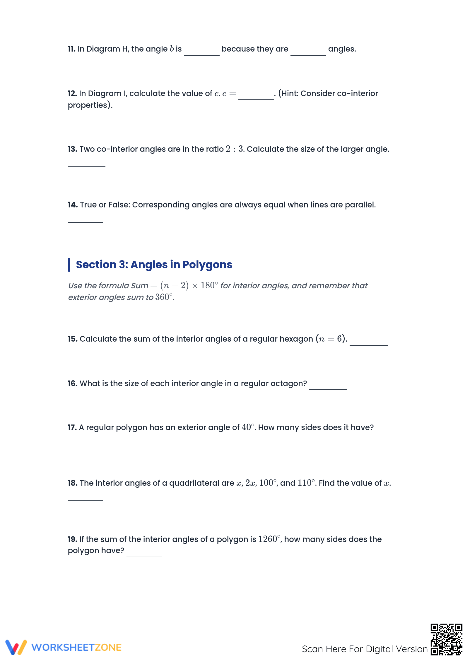 Essential Angles and Geometric Properties Worksheet - Page 3