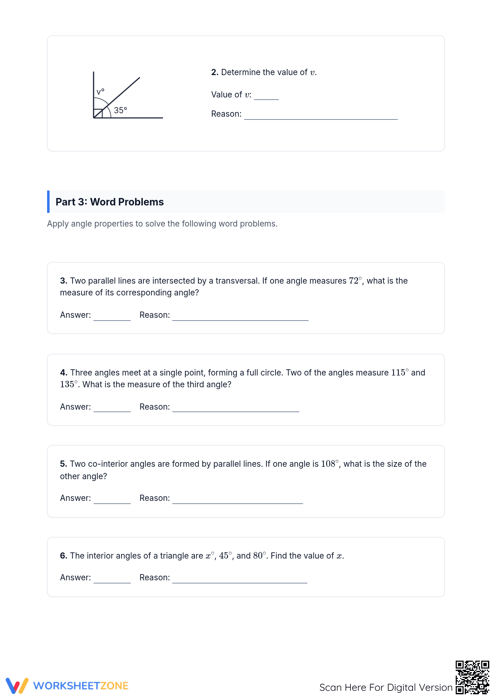 Angle Properties Worksheet | Grade 7-9 Essential Math - Page 2