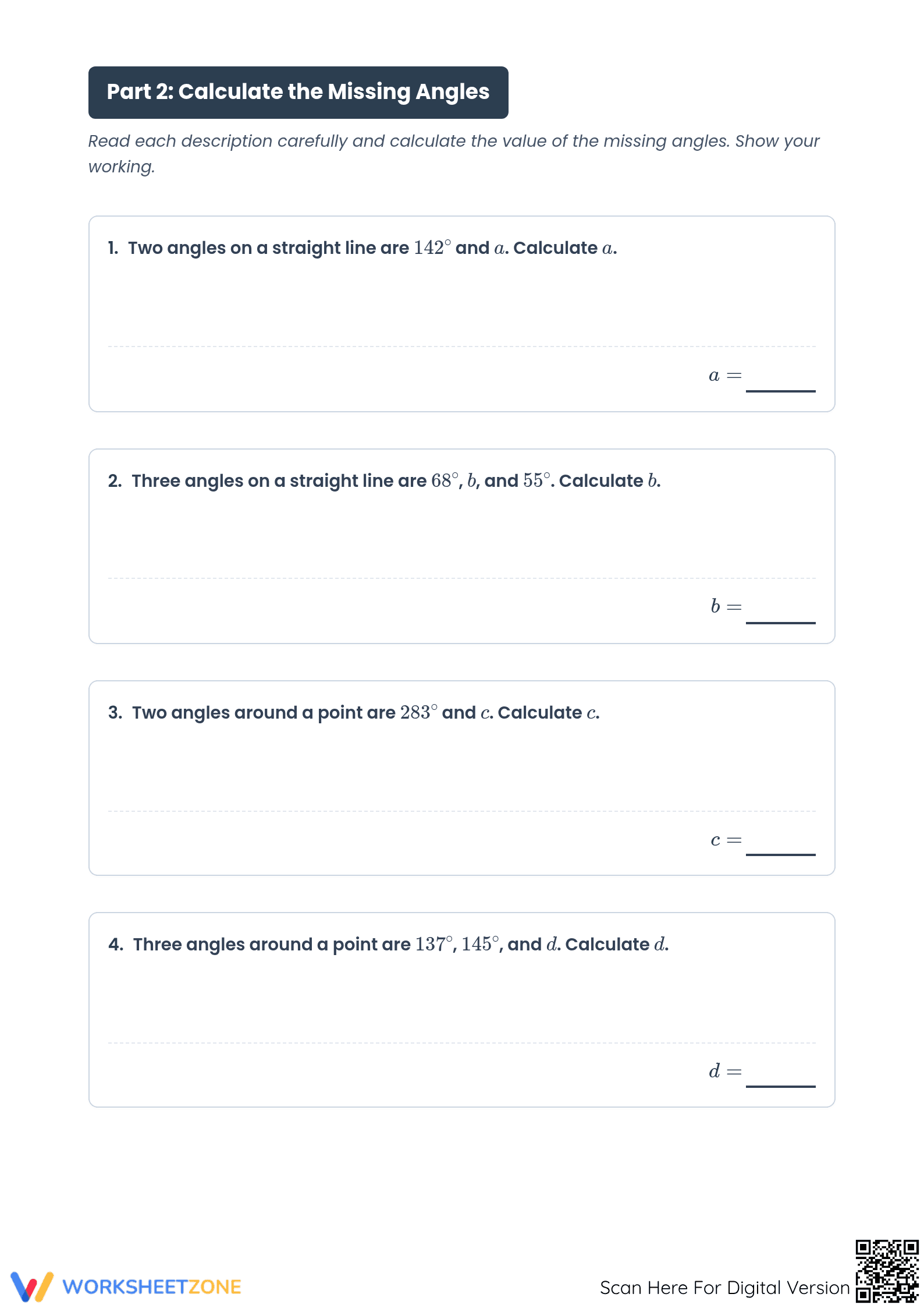Missing Angles Worksheet | Grade 7 Essential Math - Page 2