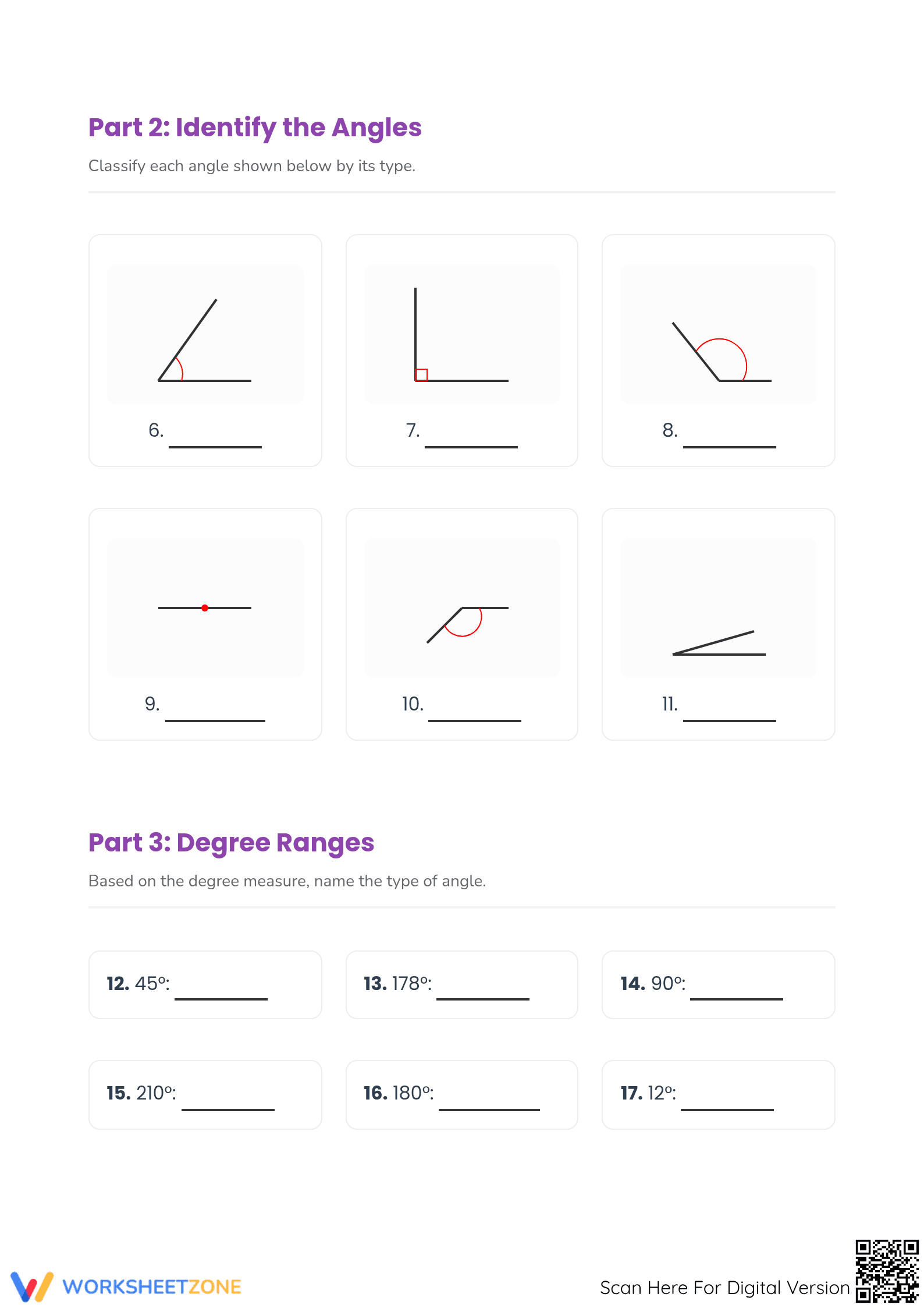 Essential Types of Angles Worksheet | Grades 4-6 Math - Page 2