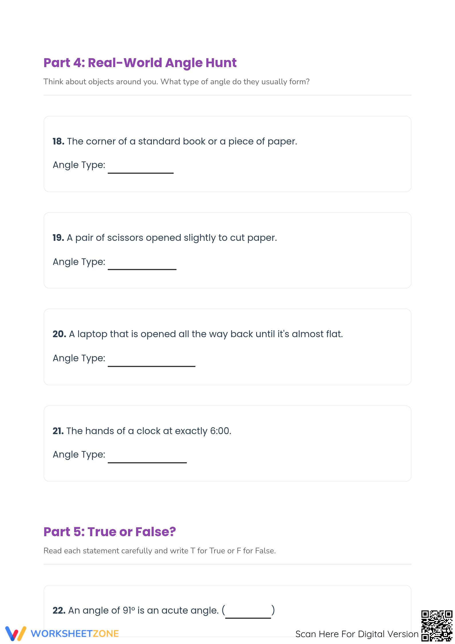 Essential Types of Angles Worksheet | Grades 4-6 Math - Page 3