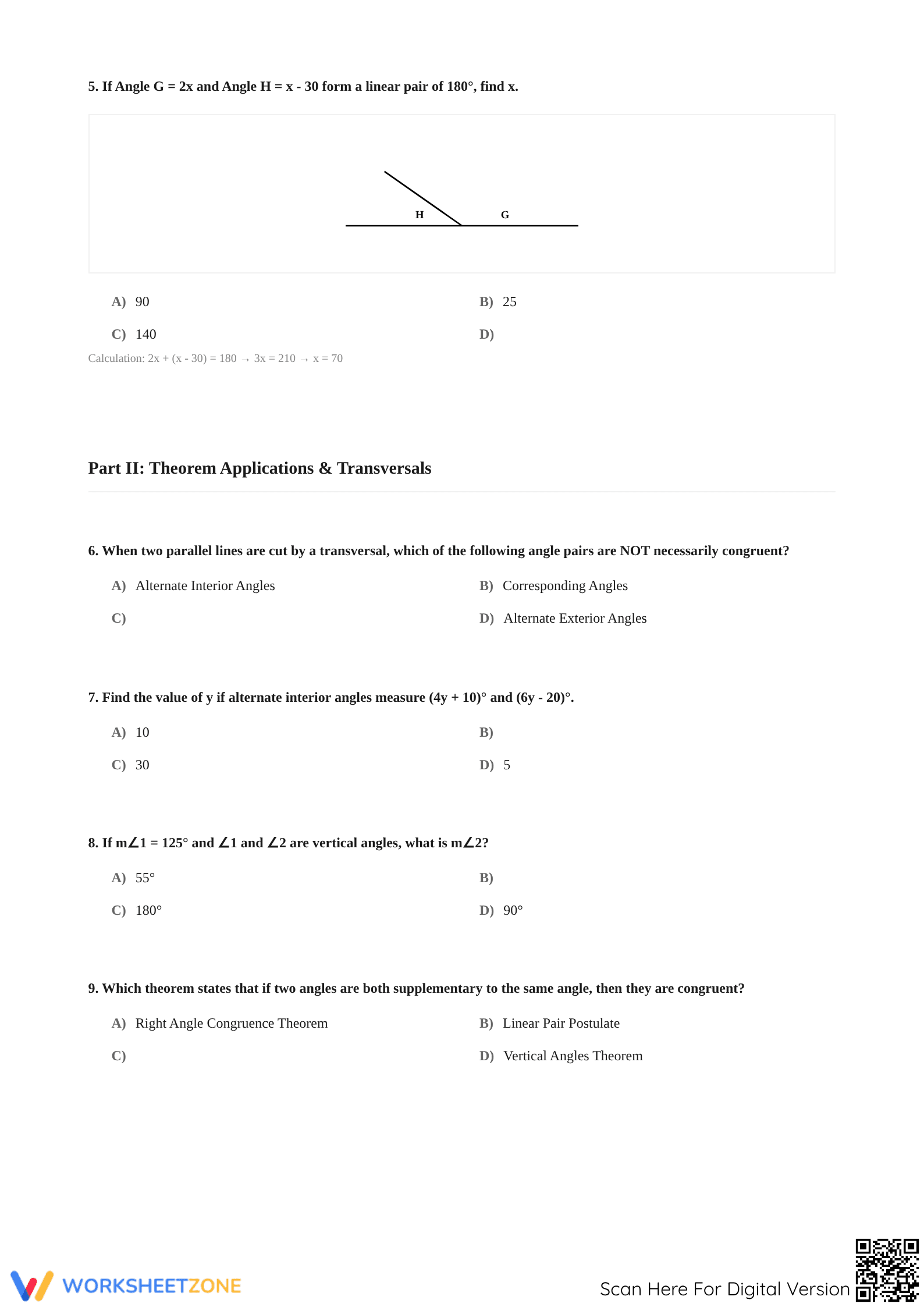 Essential Angle Theorem Assessment | Grade 9-12 Aligned - Page 2