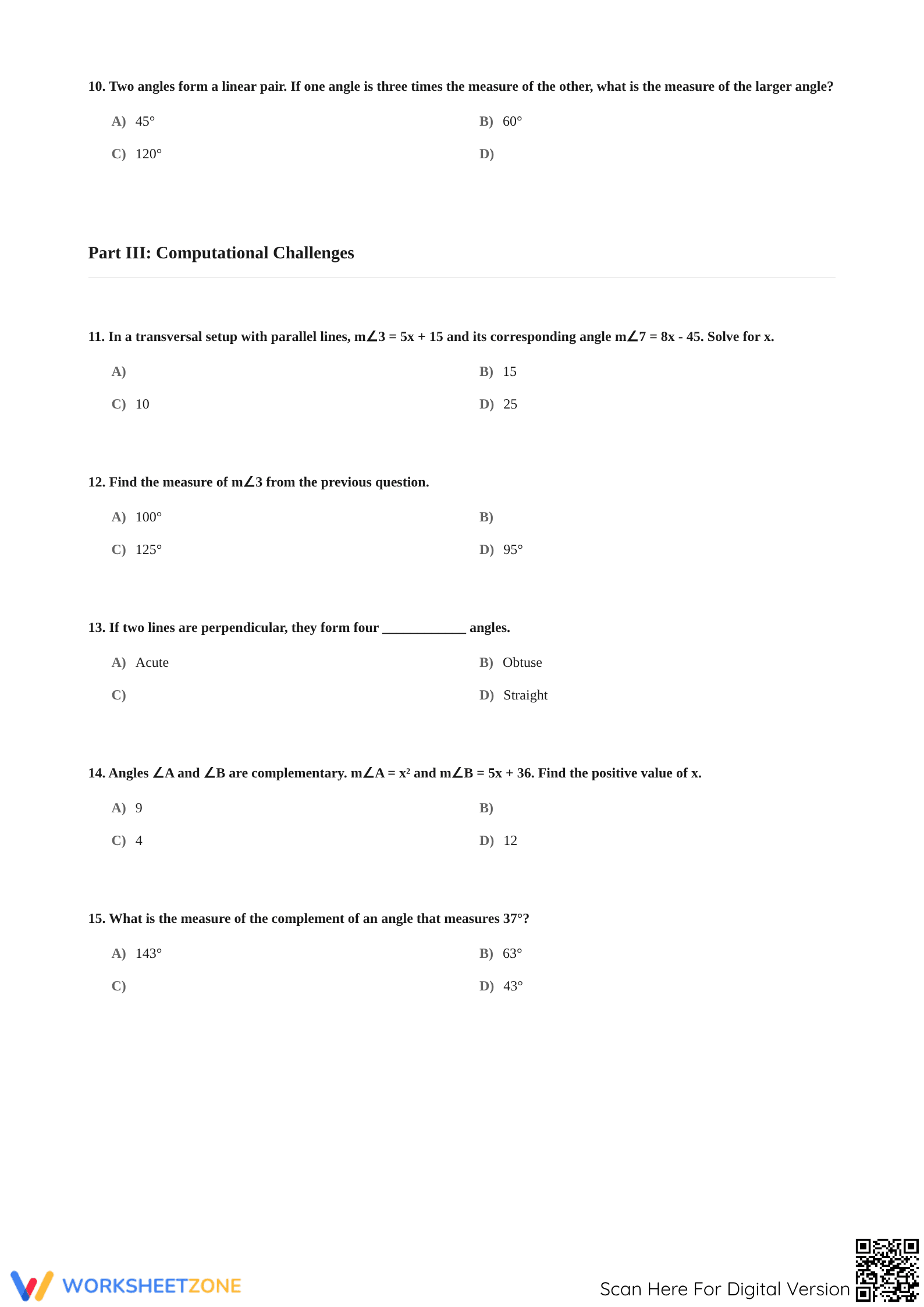 Essential Angle Theorem Assessment | Grade 9-12 Aligned - Page 3