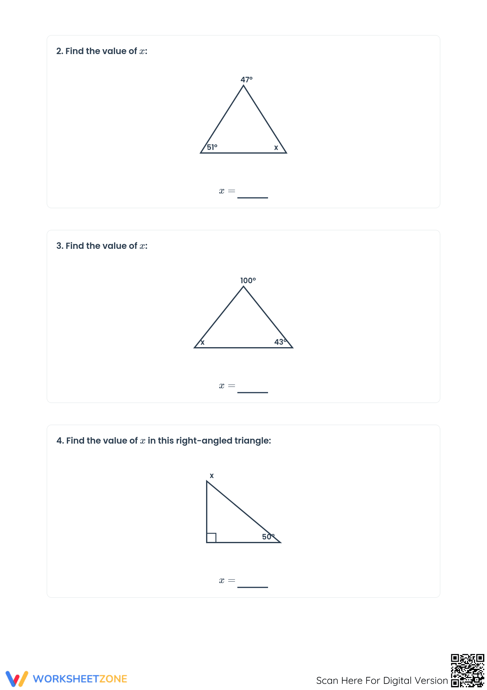 Angles in a Triangle Worksheet | Essential Grade 7 Math - Page 2