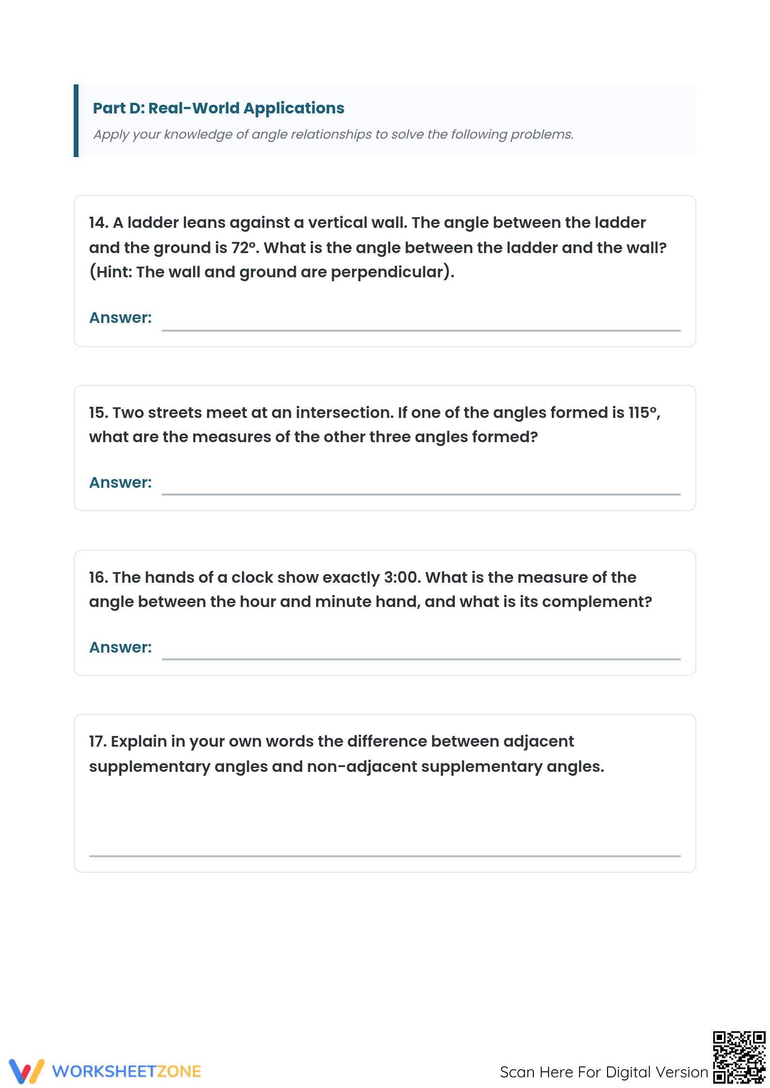 Essential Complementary & Supplementary Angles Worksheet - Page 5