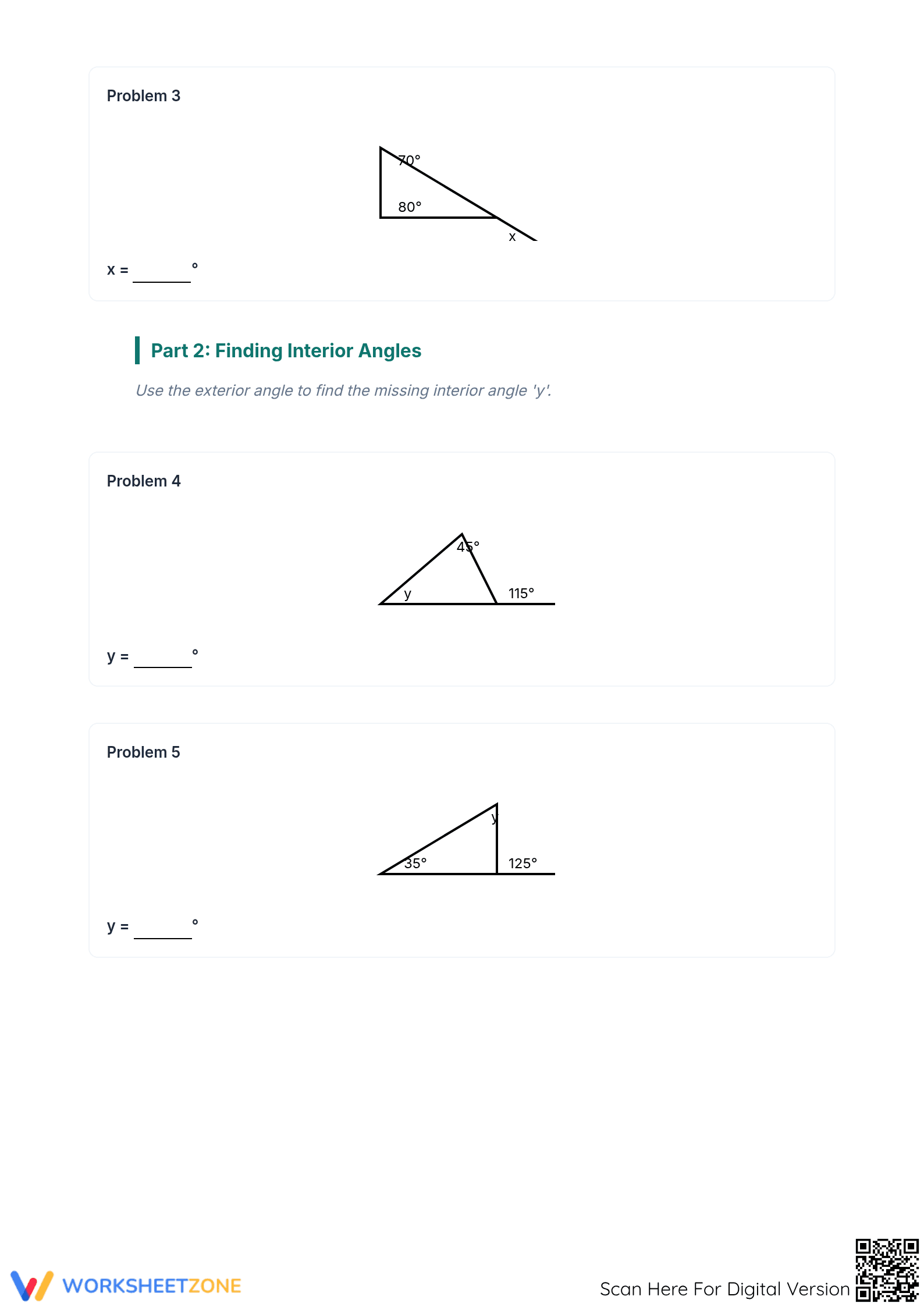 Essential Exterior Angle Triangle Worksheet | Grade 8-10 - Page 2