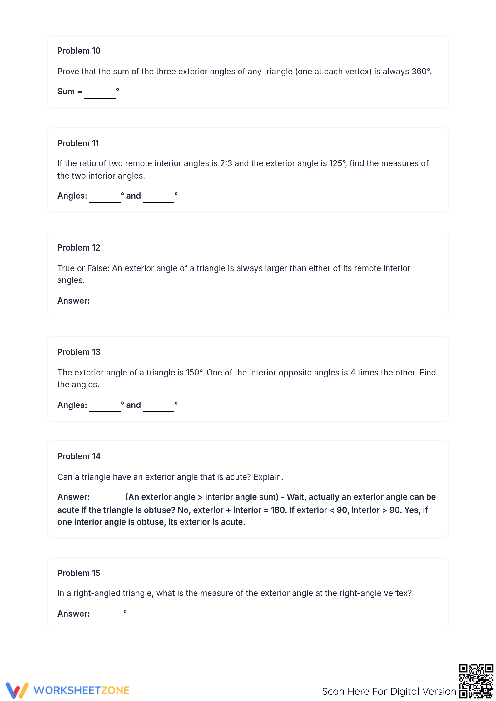 Essential Exterior Angle Triangle Worksheet | Grade 8-10 - Page 4