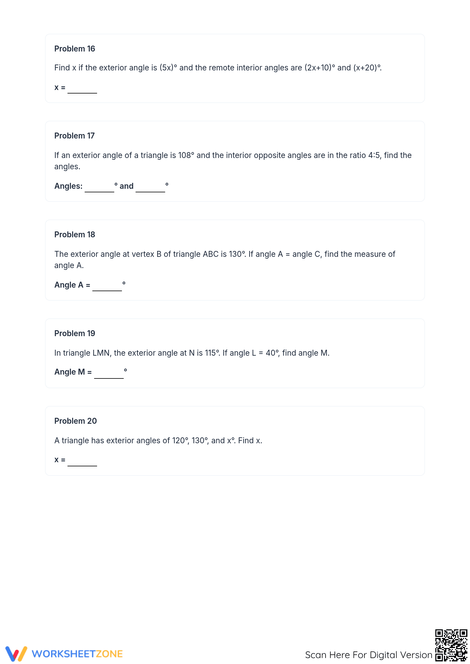 Essential Exterior Angle Triangle Worksheet | Grade 8-10 - Page 5