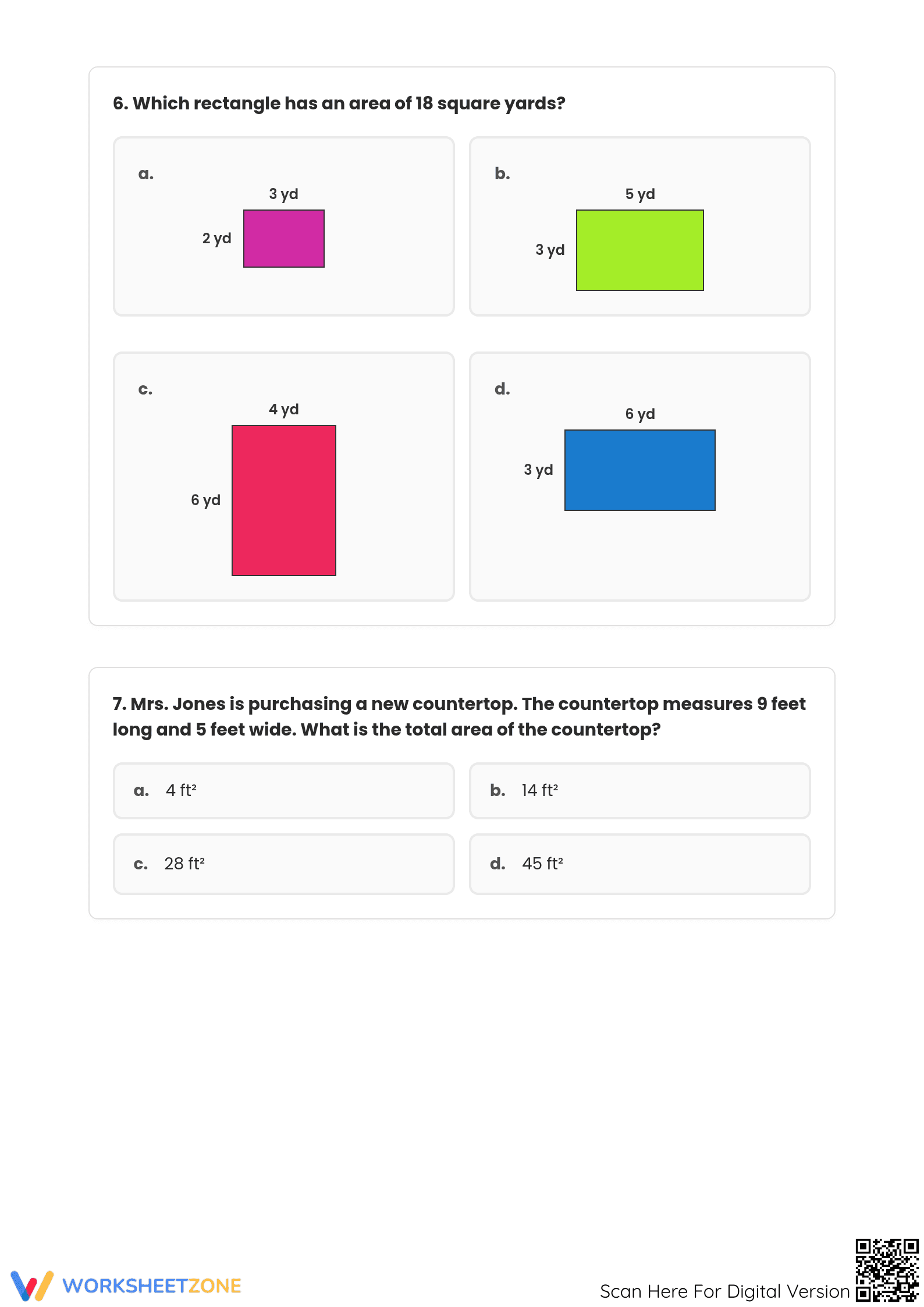 Area of Rectangles Worksheet | Grade 4 Printable Math - Page 3