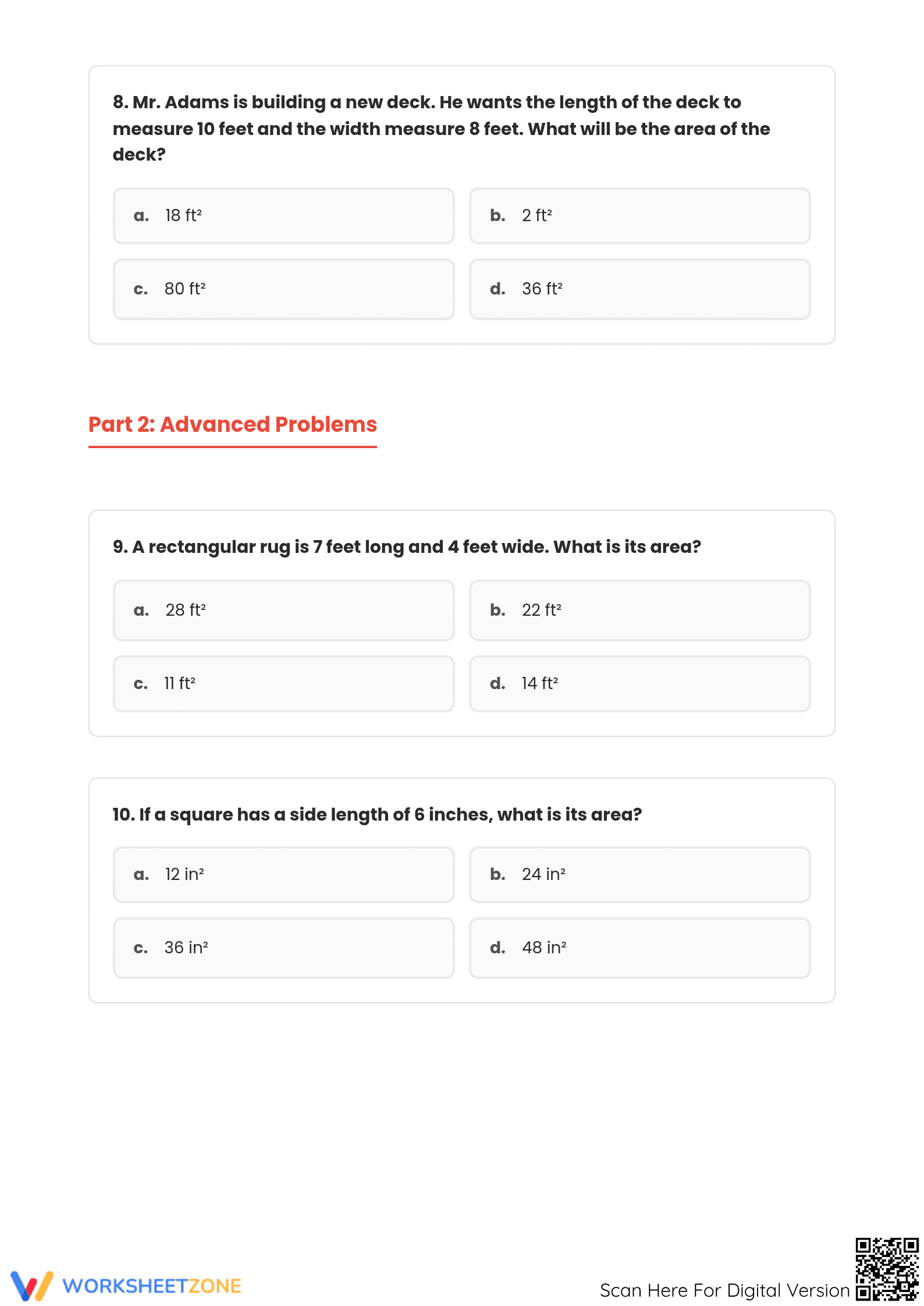 Area of Rectangles Worksheet | Grade 4 Printable Math - Page 4