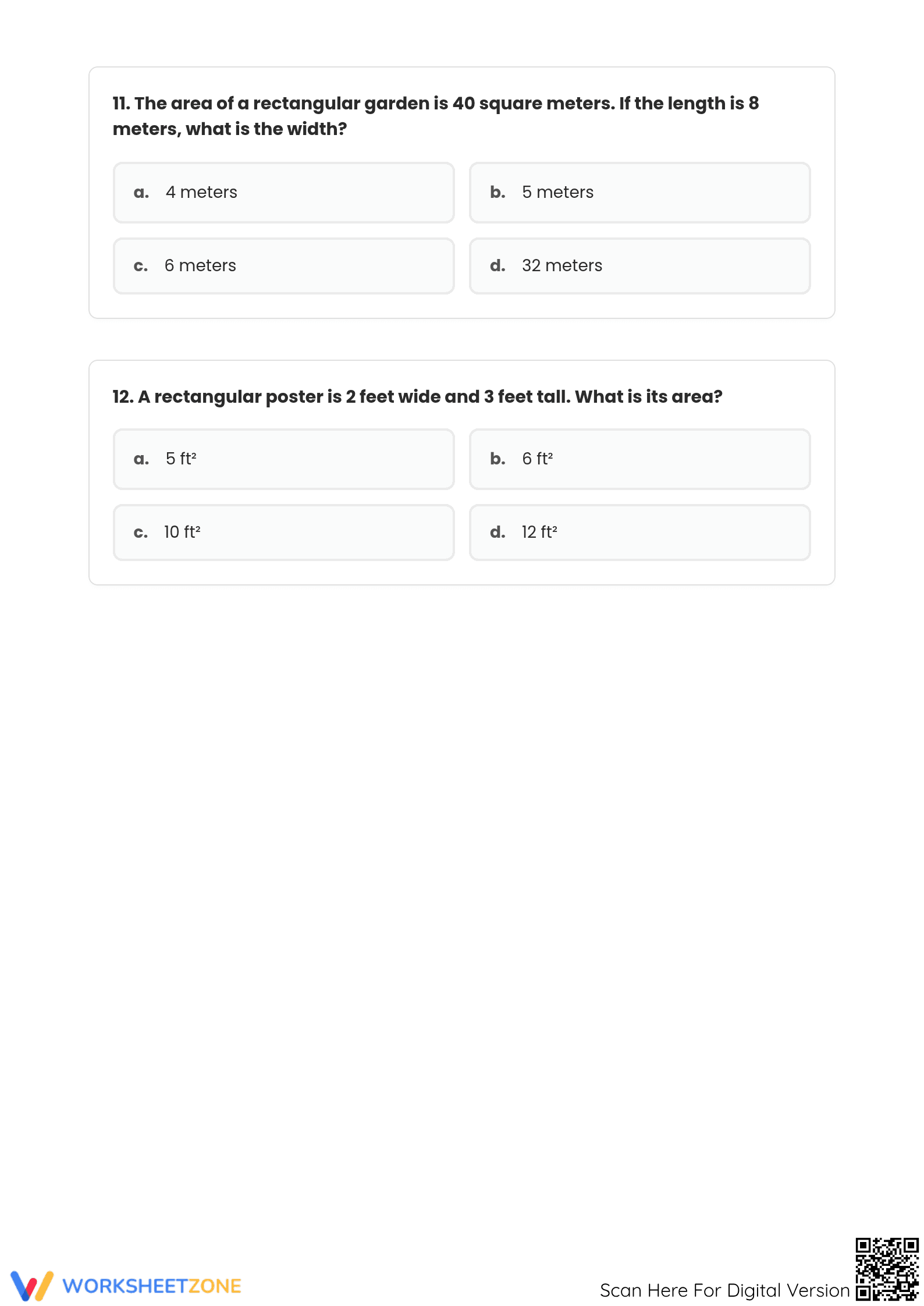 Area of Rectangles Worksheet | Grade 4 Printable Math - Page 5
