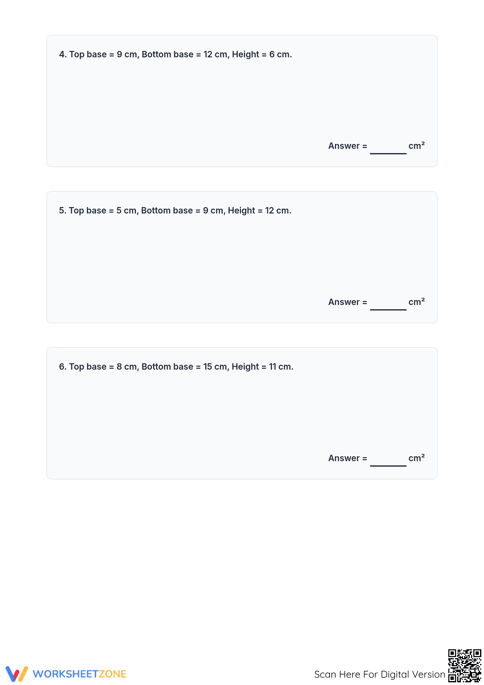 Essential Area of Trapezoids Worksheet | Grade 6-8 - Page 3
