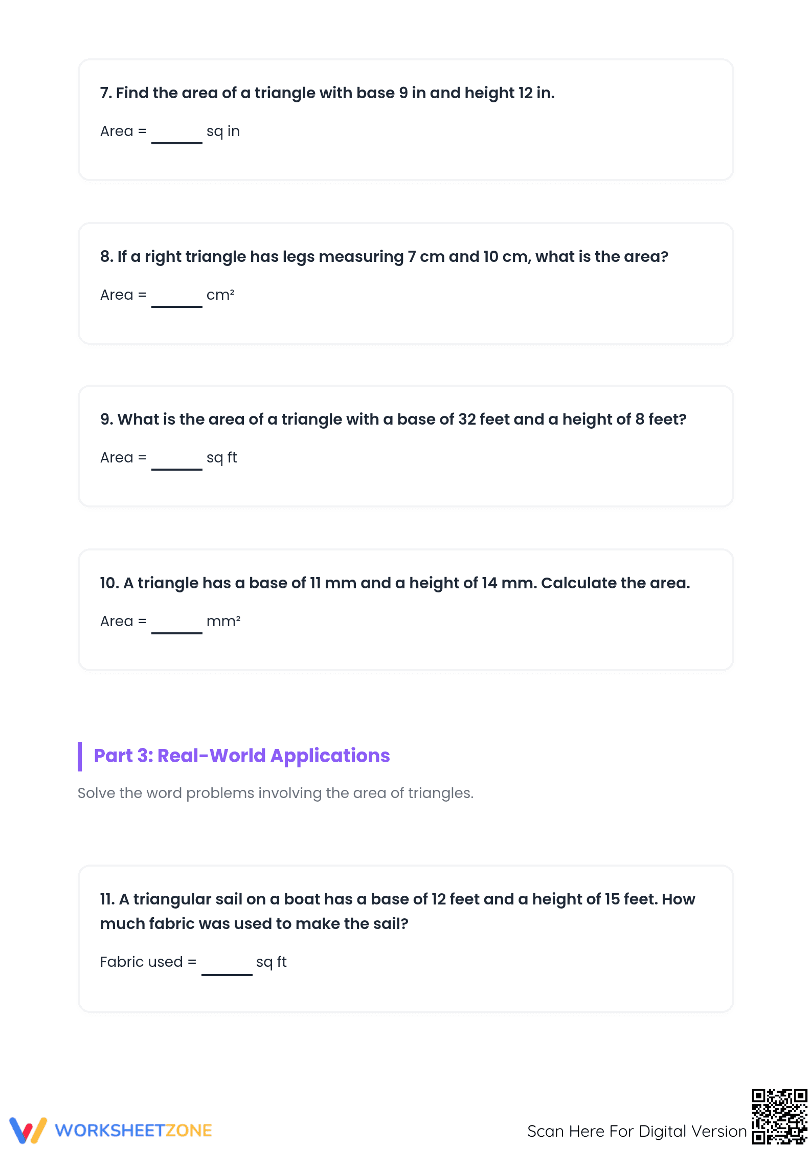 Essential Area of Triangles Practice Worksheet | Grade 6 - Page 3