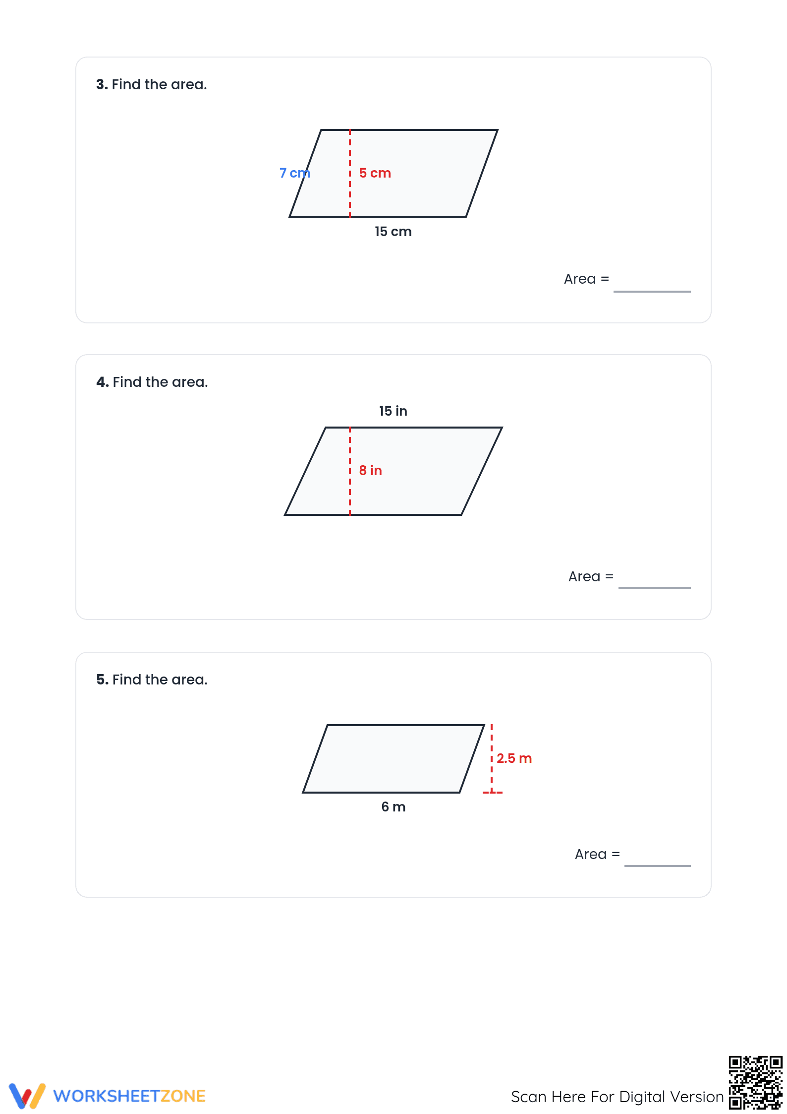Area of Parallelogram Worksheet | Essential Grade 6 Math - Page 2
