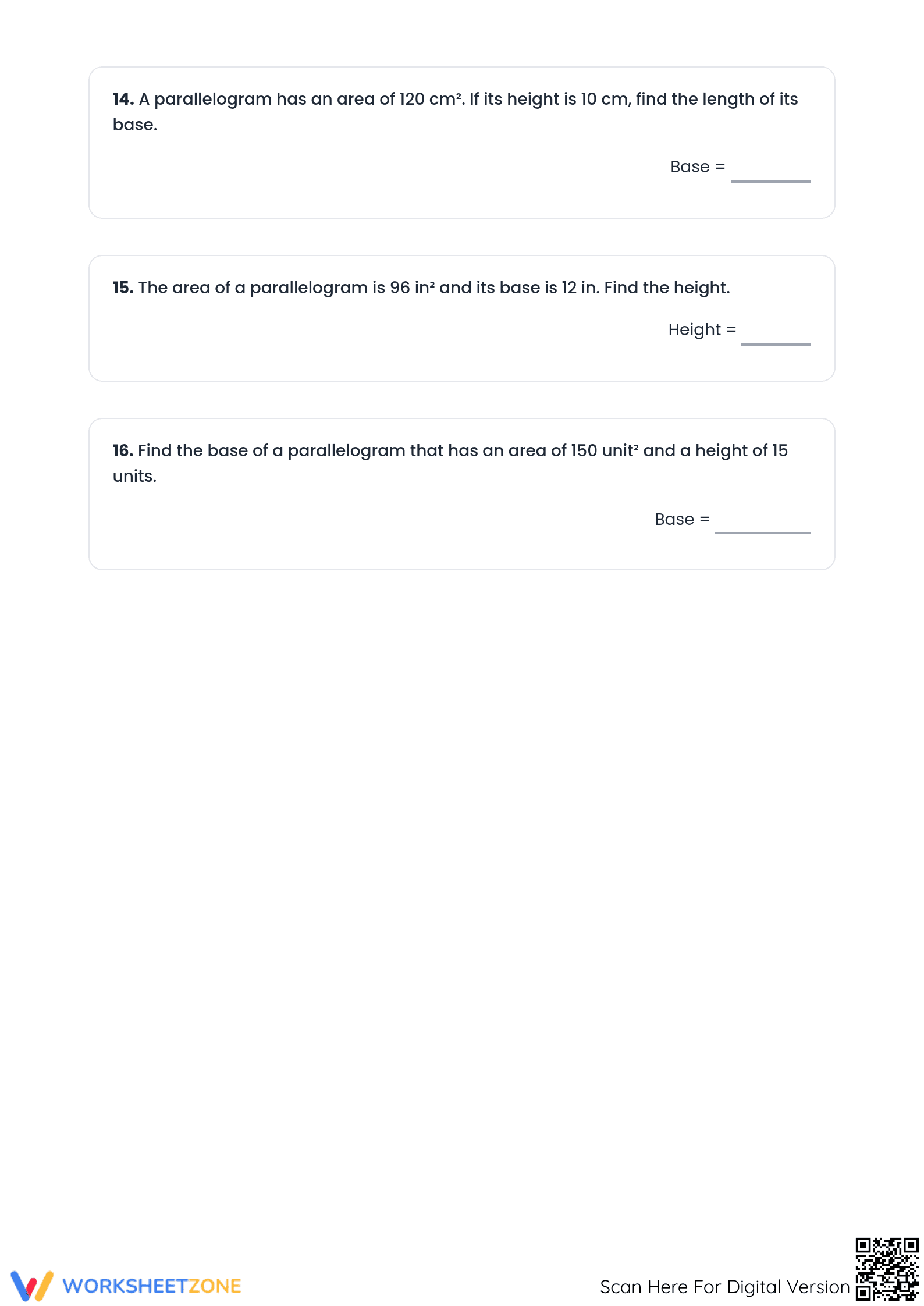 Area of Parallelogram Worksheet | Essential Grade 6 Math - Page 5